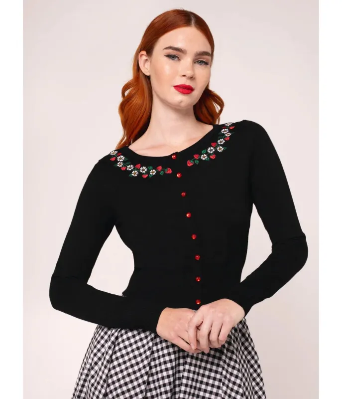 Hell Bunny Black Strawberry Francois Cardigan made by Unique Vintage