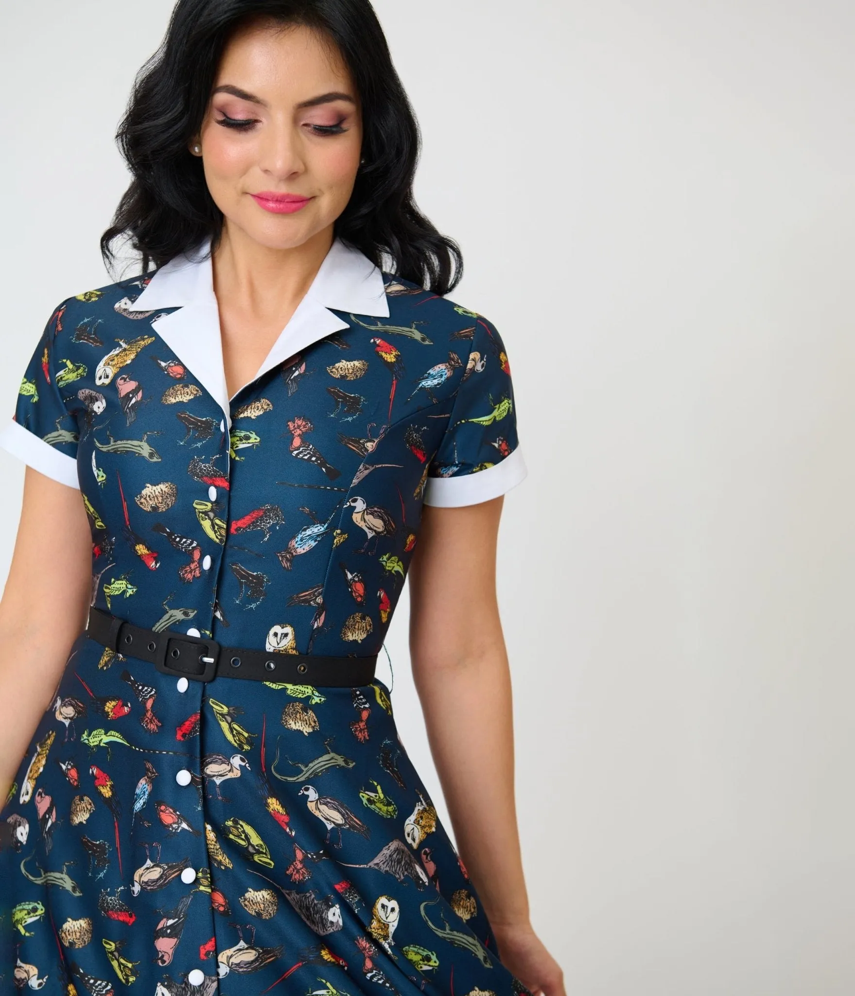 Unique Vintage Navy Creatures Print Alexis Swing Dress sold by Unique Vintage product image thumbnail 3