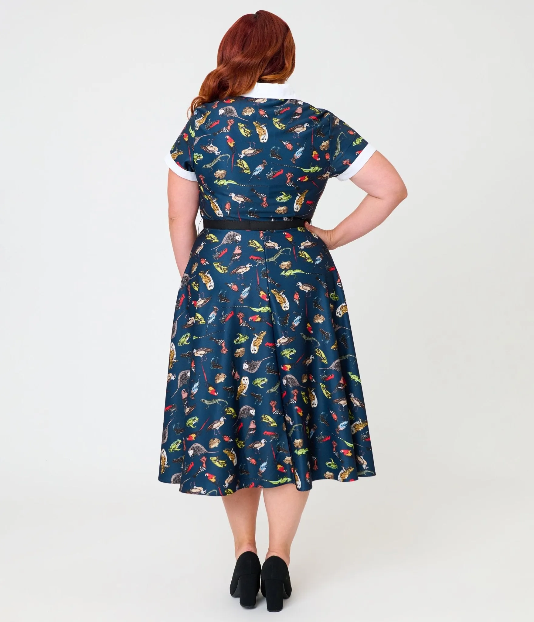 Unique Vintage Plus Size Navy Creatures Print Alexis Swing Dress sold by Unique Vintage product image thumbnail 2