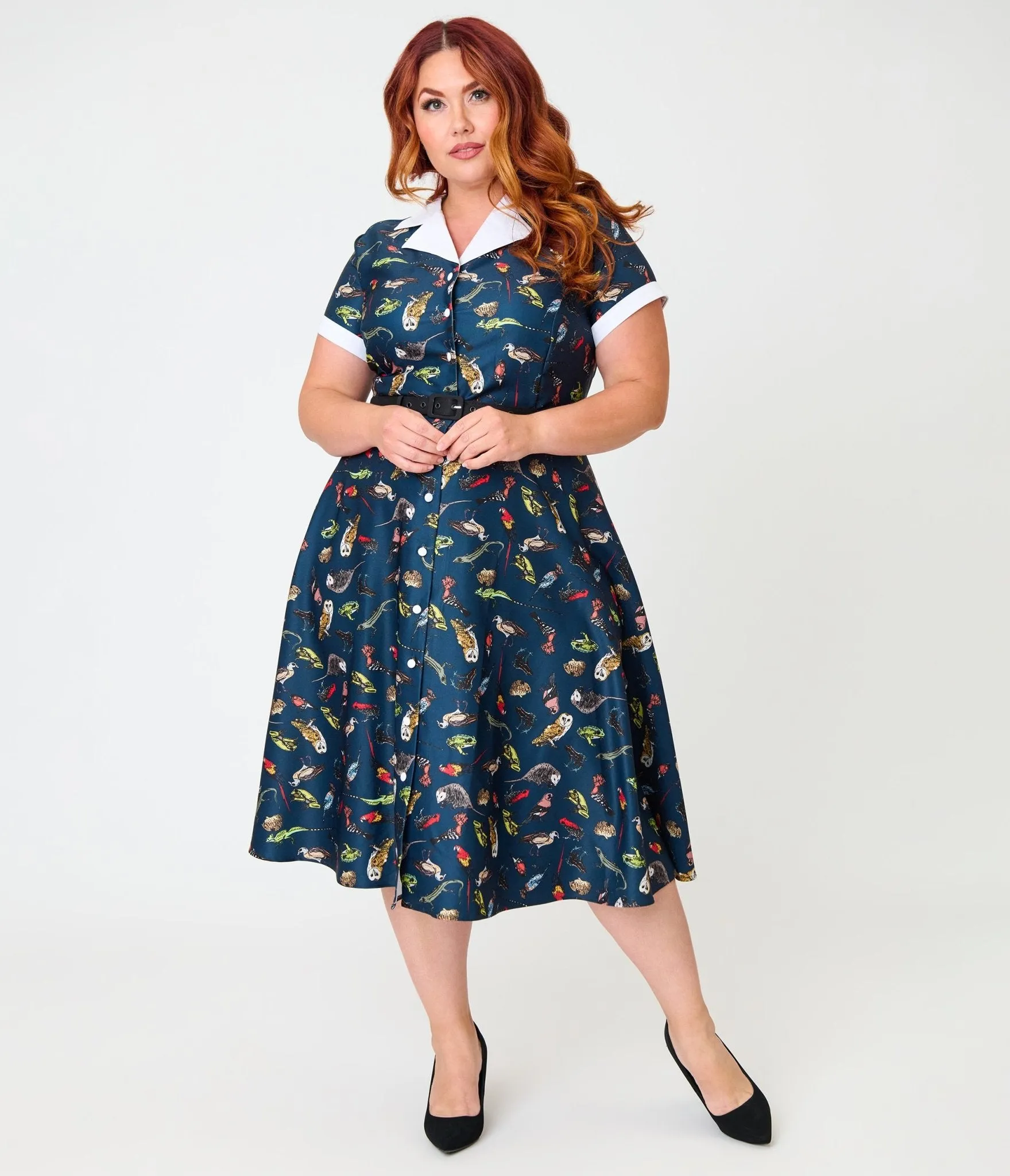 Unique Vintage Plus Size Navy Creatures Print Alexis Swing Dress sold by Unique Vintage product image thumbnail 5