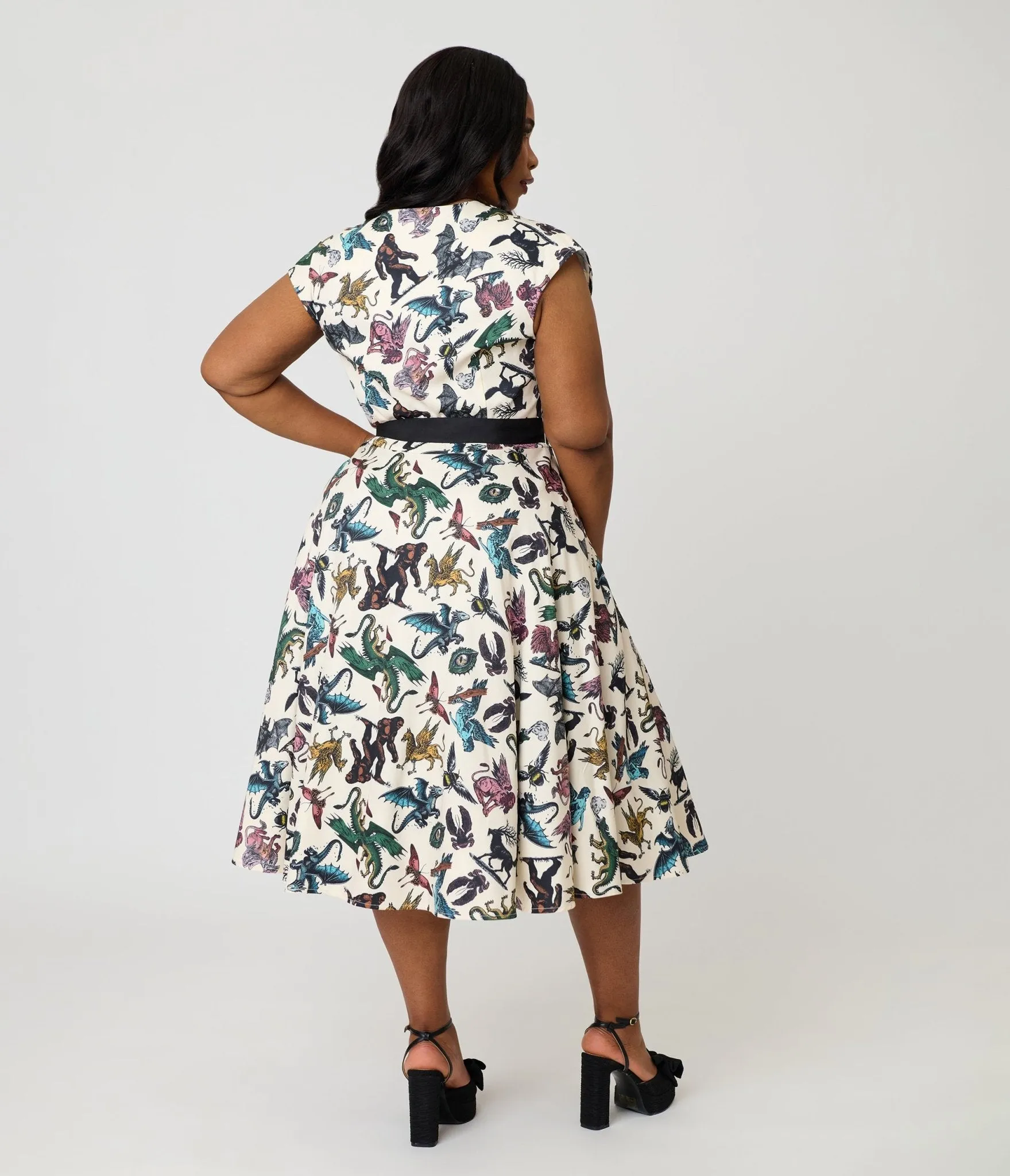 Unique Vintage Plus Size Cryptid Print Hedda Swing Dress sold by Unique Vintage product image thumbnail 2