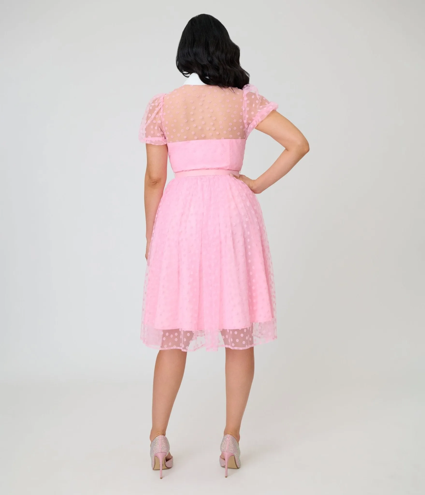 Unique Vintage Light Pink Daisy Hollie Swing Dress sold by Unique Vintage product image thumbnail 2