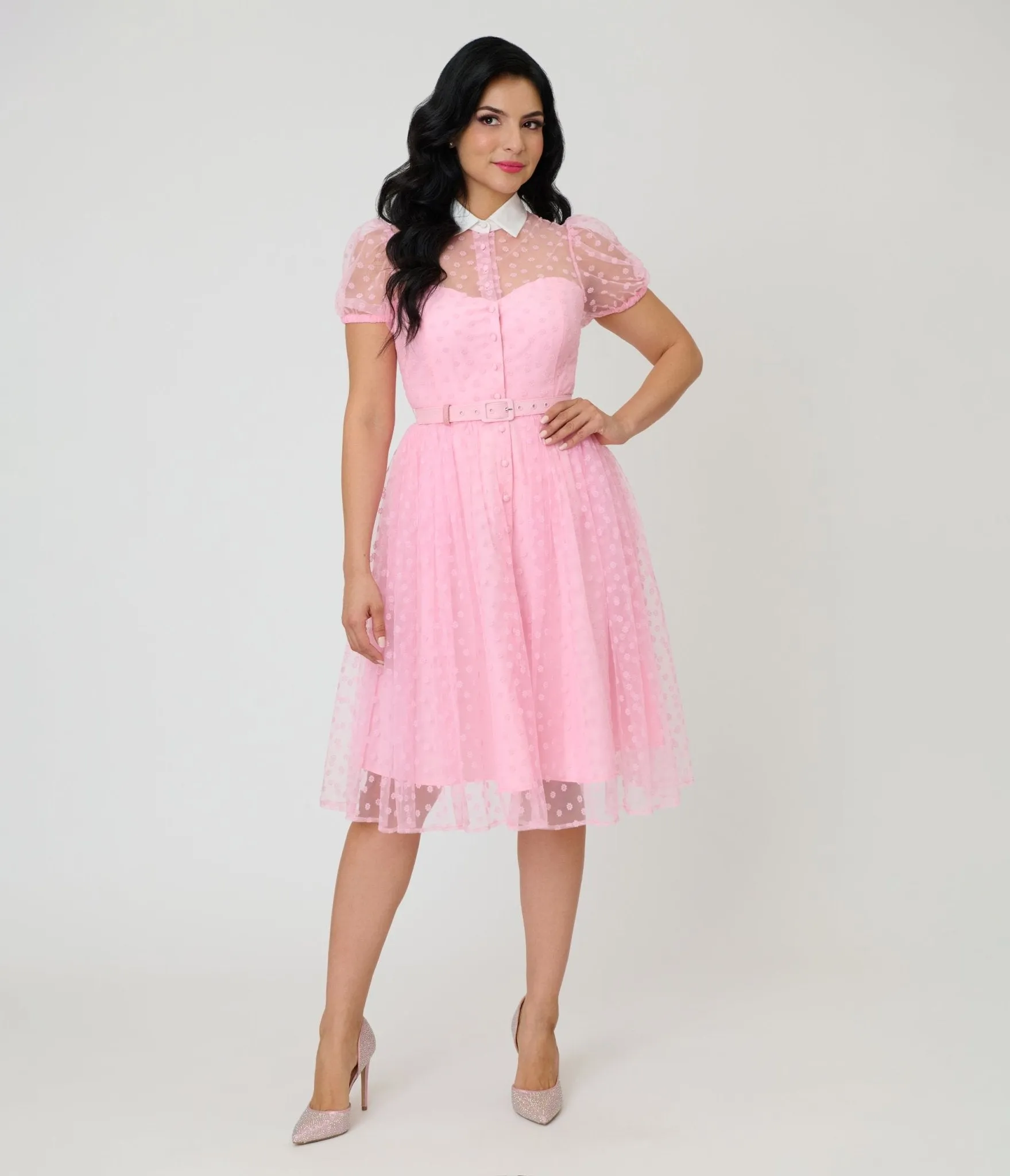 Unique Vintage Light Pink Daisy Hollie Swing Dress sold by Unique Vintage product image thumbnail 5