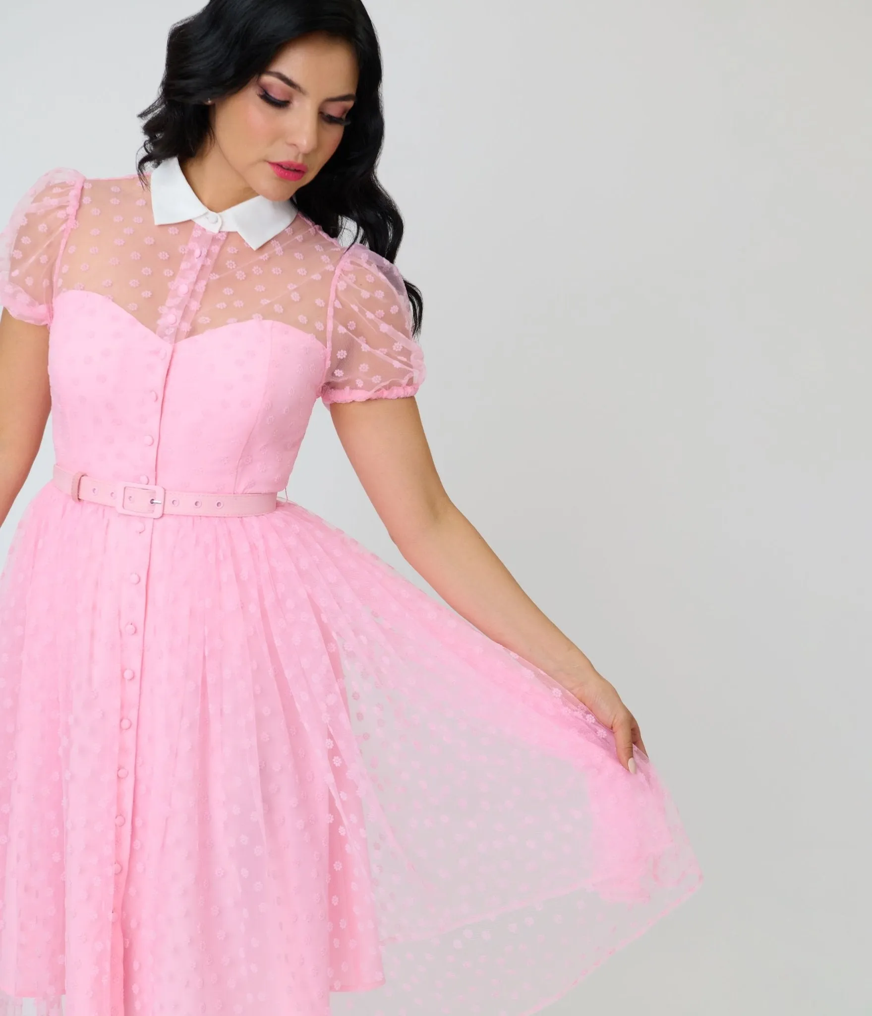 Unique Vintage Light Pink Daisy Hollie Swing Dress sold by Unique Vintage