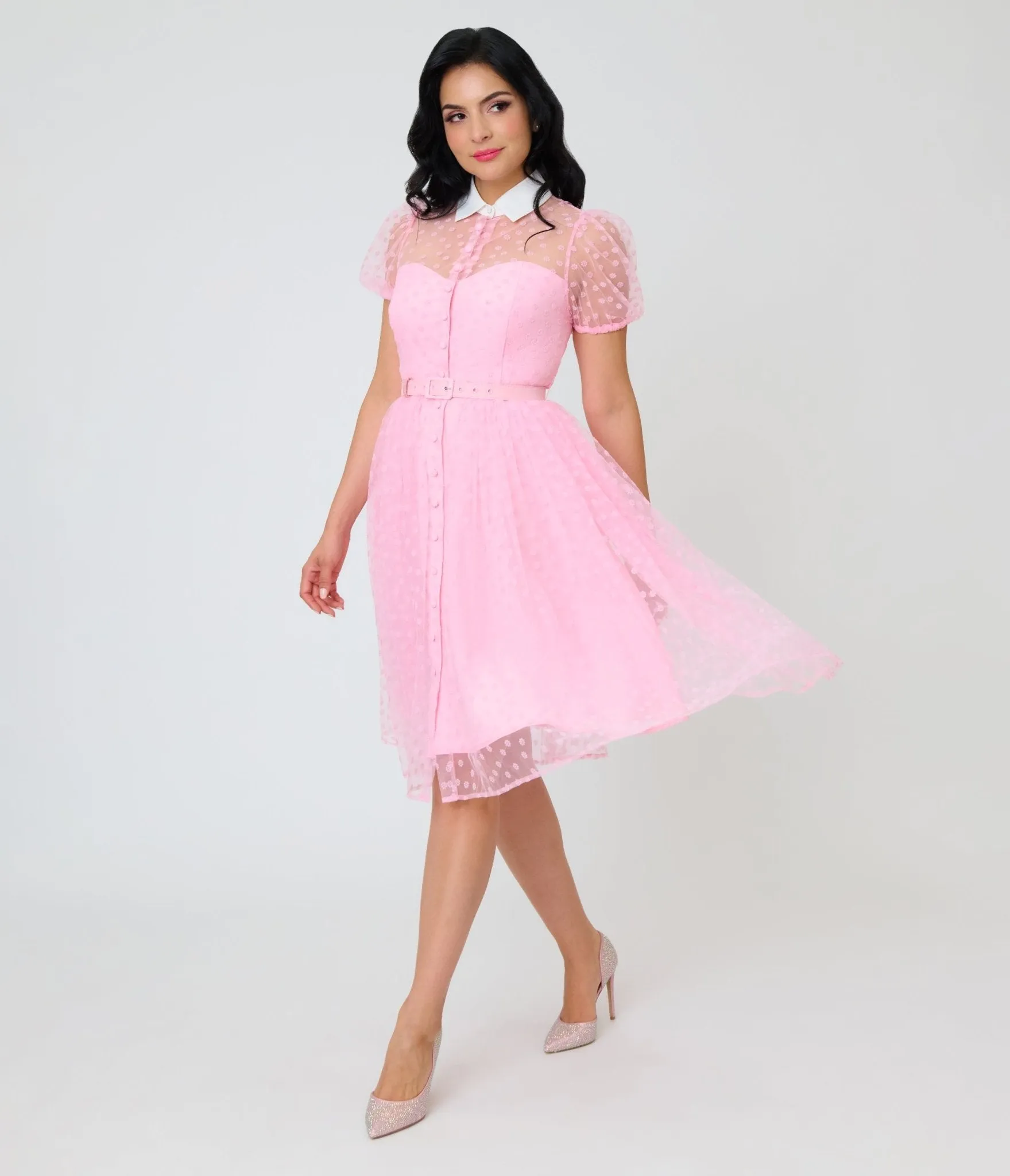 Unique Vintage Light Pink Daisy Hollie Swing Dress sold by Unique Vintage product image thumbnail 3