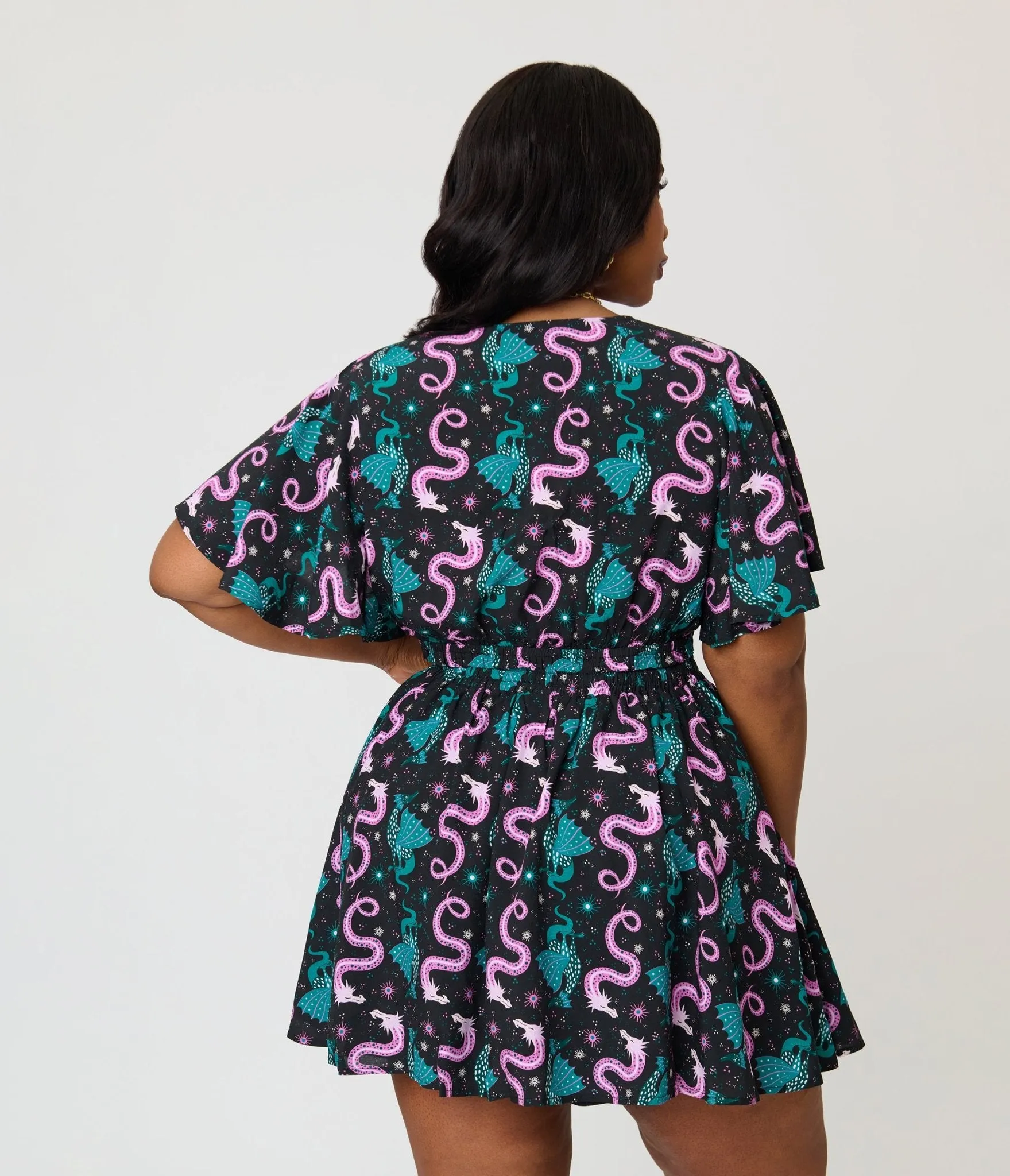 Unique Vintage Plus Size Black Dragon Print Dottie Crop Top sold by Unique Vintage product image thumbnail 2