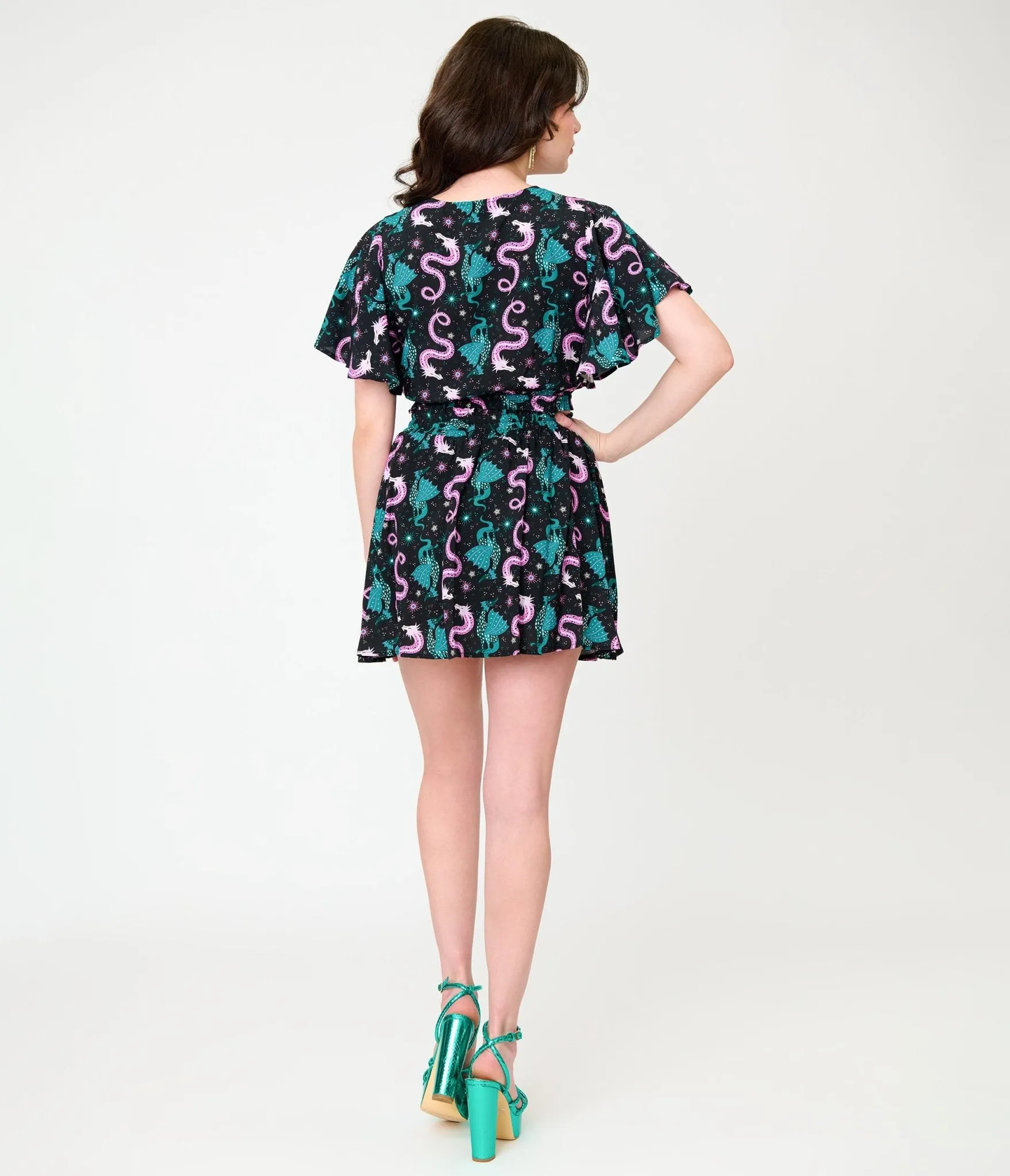 Unique Vintage Black Dragon Print Daryl Skort sold by Unique Vintage product image thumbnail 4