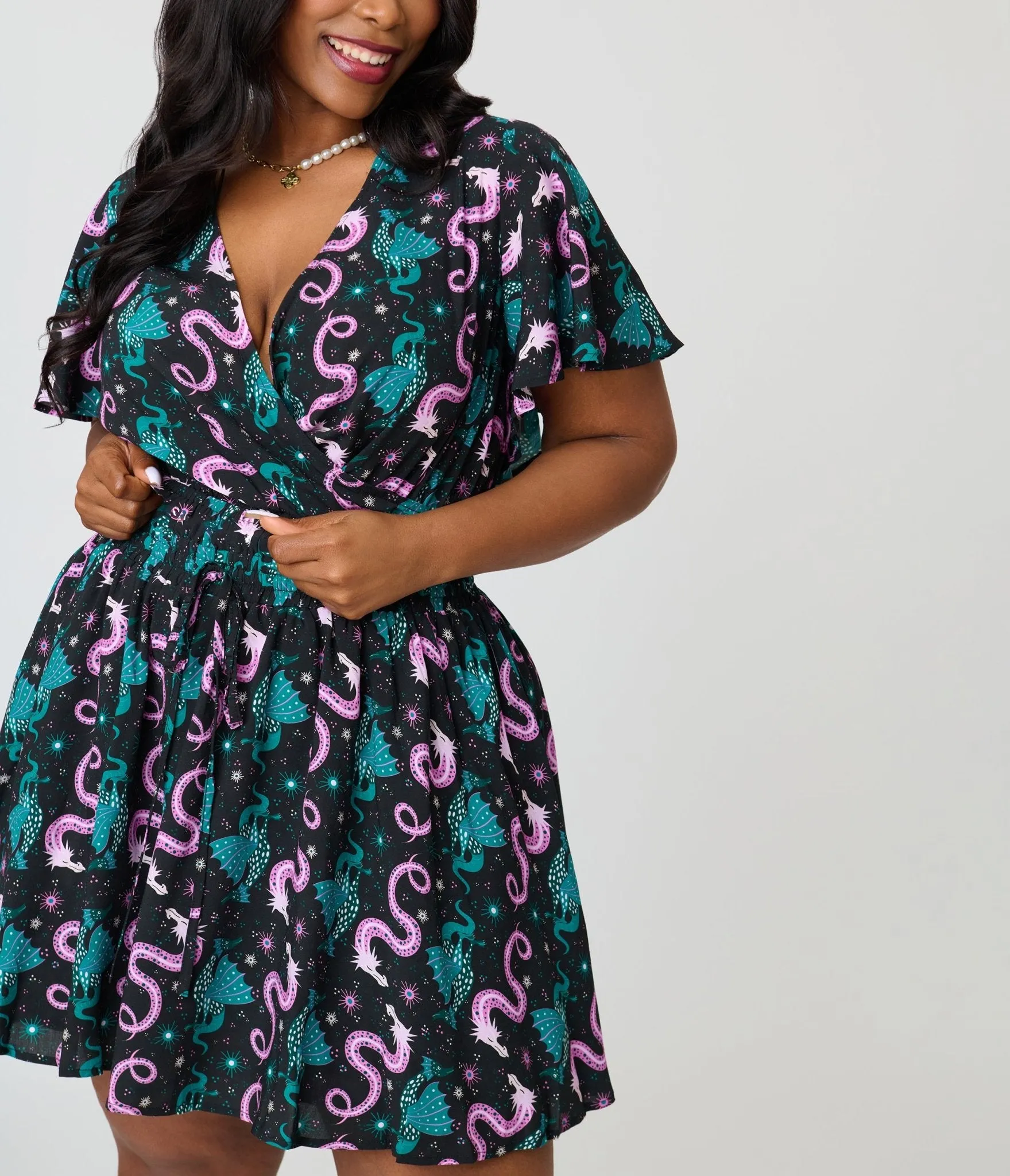 Unique Vintage Plus Size Black Dragon Print Daryl Skort sold by Unique Vintage product image thumbnail 4