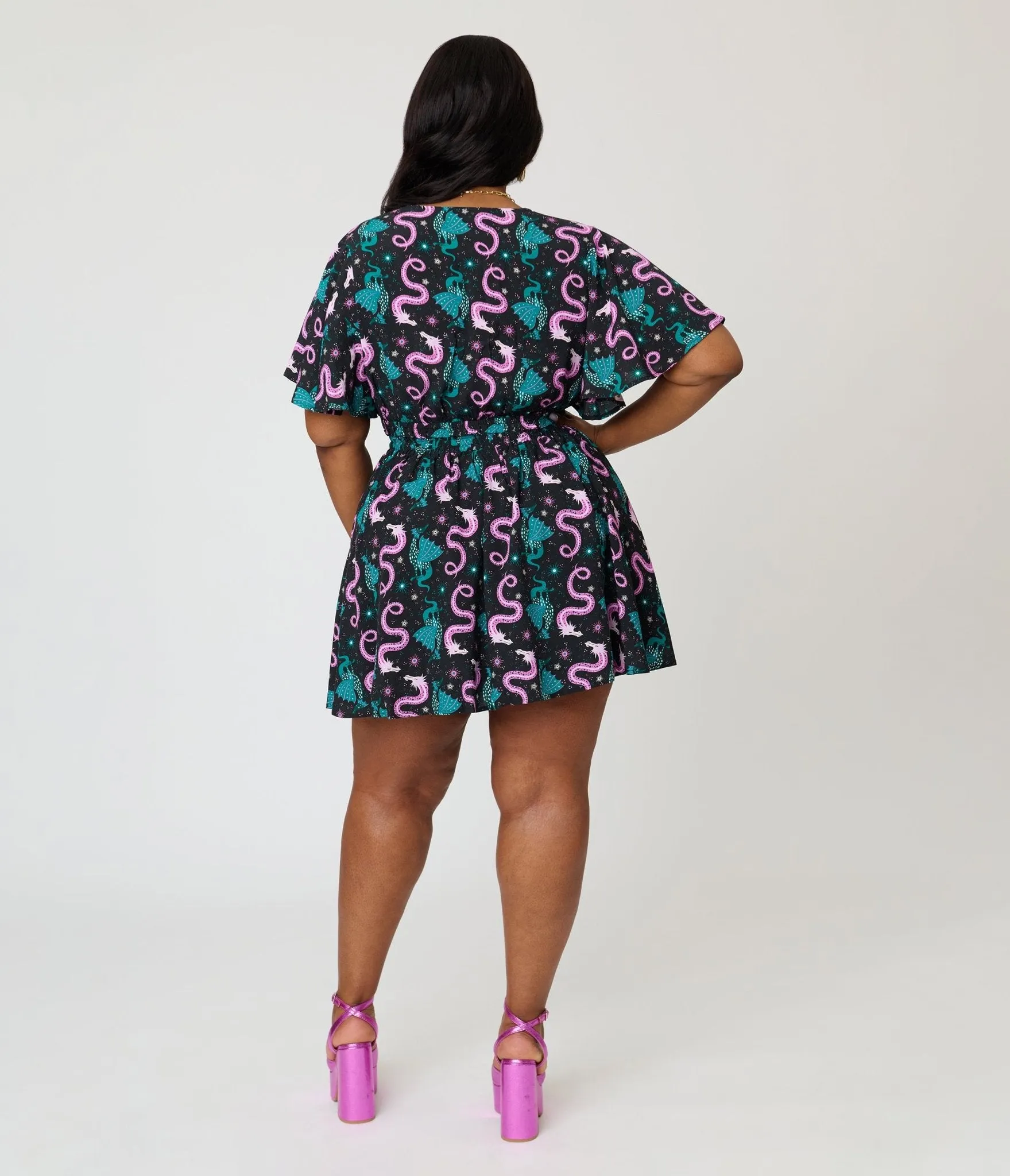 Unique Vintage Plus Size Black Dragon Print Daryl Skort sold by Unique Vintage product image thumbnail 3
