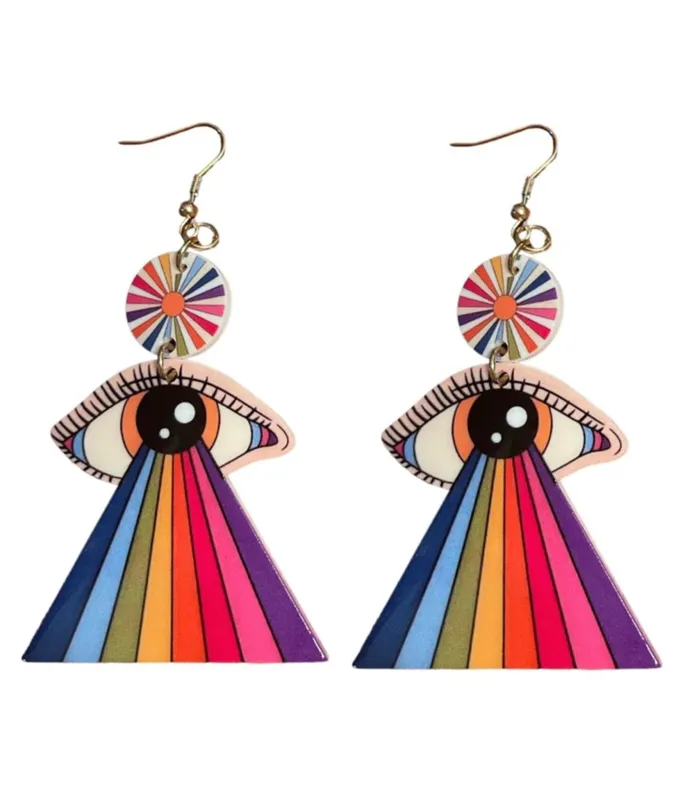 Retro Rainbow Eye Groovy Earrings made by Unique Vintage