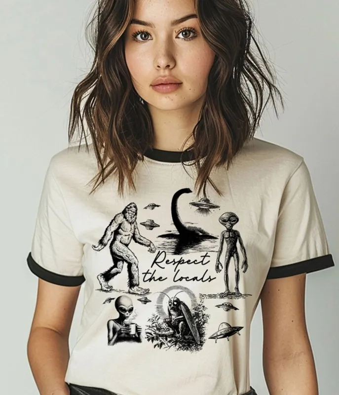 Cryptid Respect The Locals Unisex Ringer Shirt made by Unique Vintage