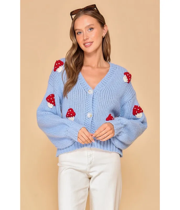 Blue Mushroom Cardigan made by Unique Vintage