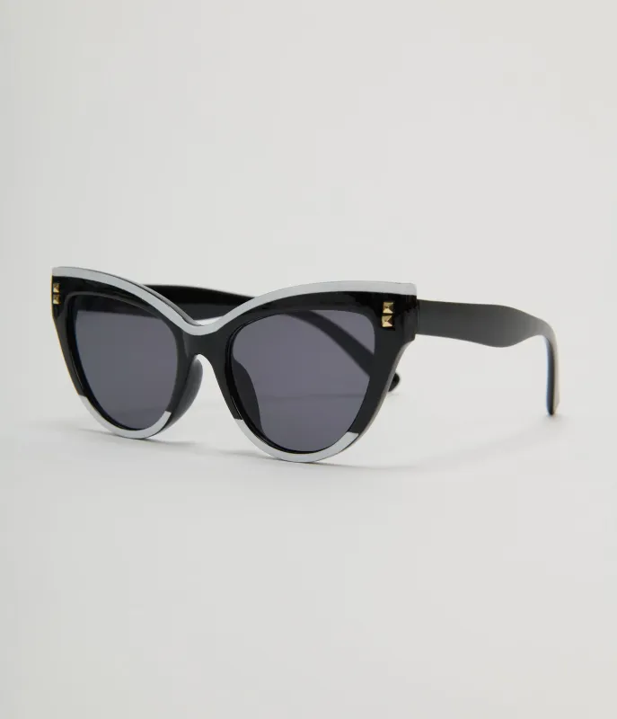 Unique Vintage Black & White Translucent Cat Eye Sunglasses made by Unique Vintage