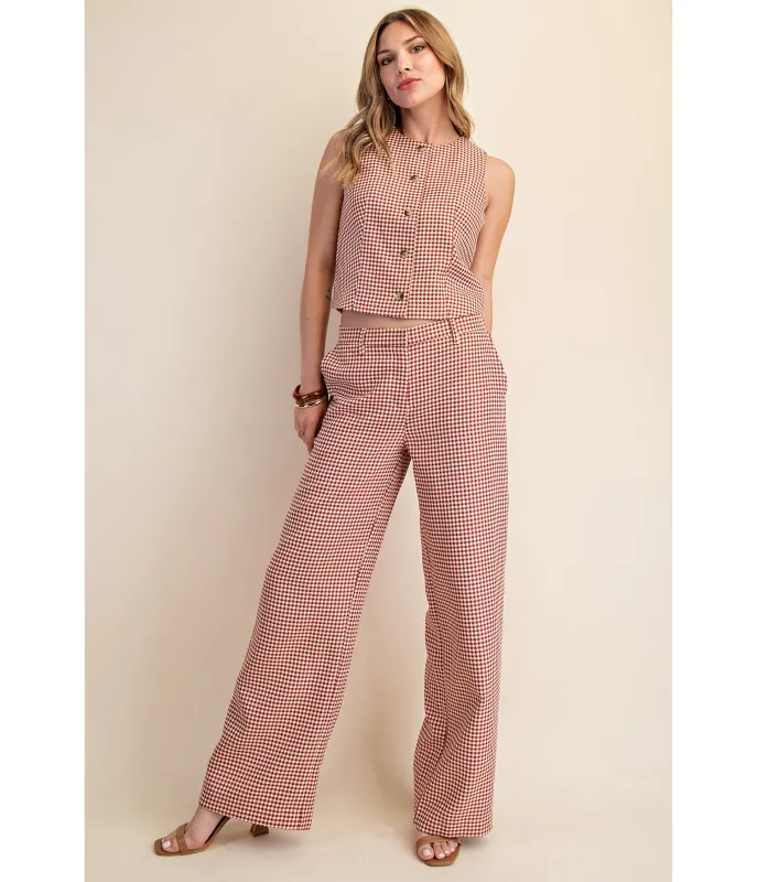 Burgundy Houndstooth Pants made by glam