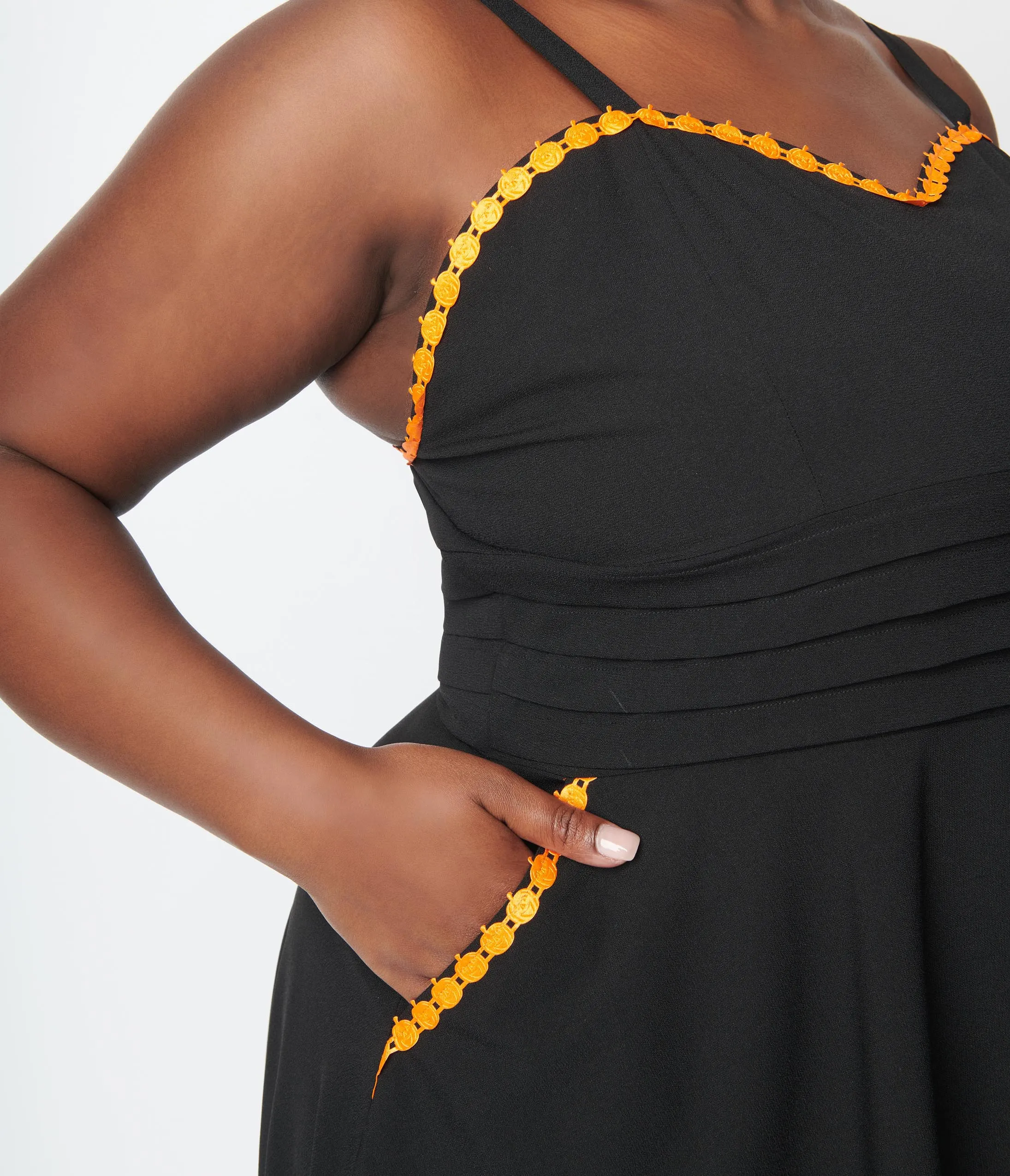 Unique Vintage Black & Pumpkin Trim Follow Your Heart Fit & Flare Dress sold by Unique Vintage product image thumbnail 2