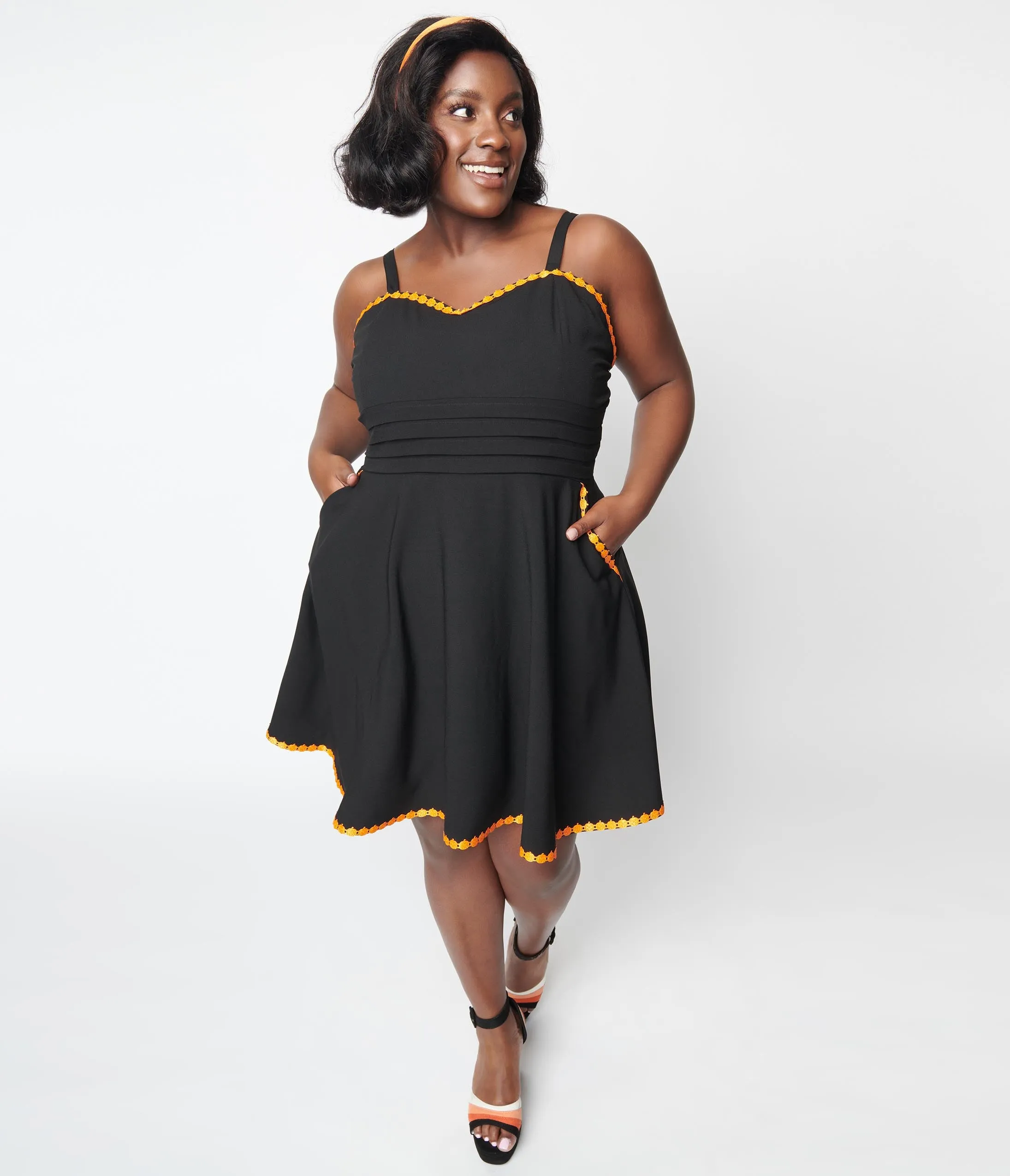 Unique Vintage Black & Pumpkin Trim Follow Your Heart Fit & Flare Dress sold by Unique Vintage product image thumbnail 5