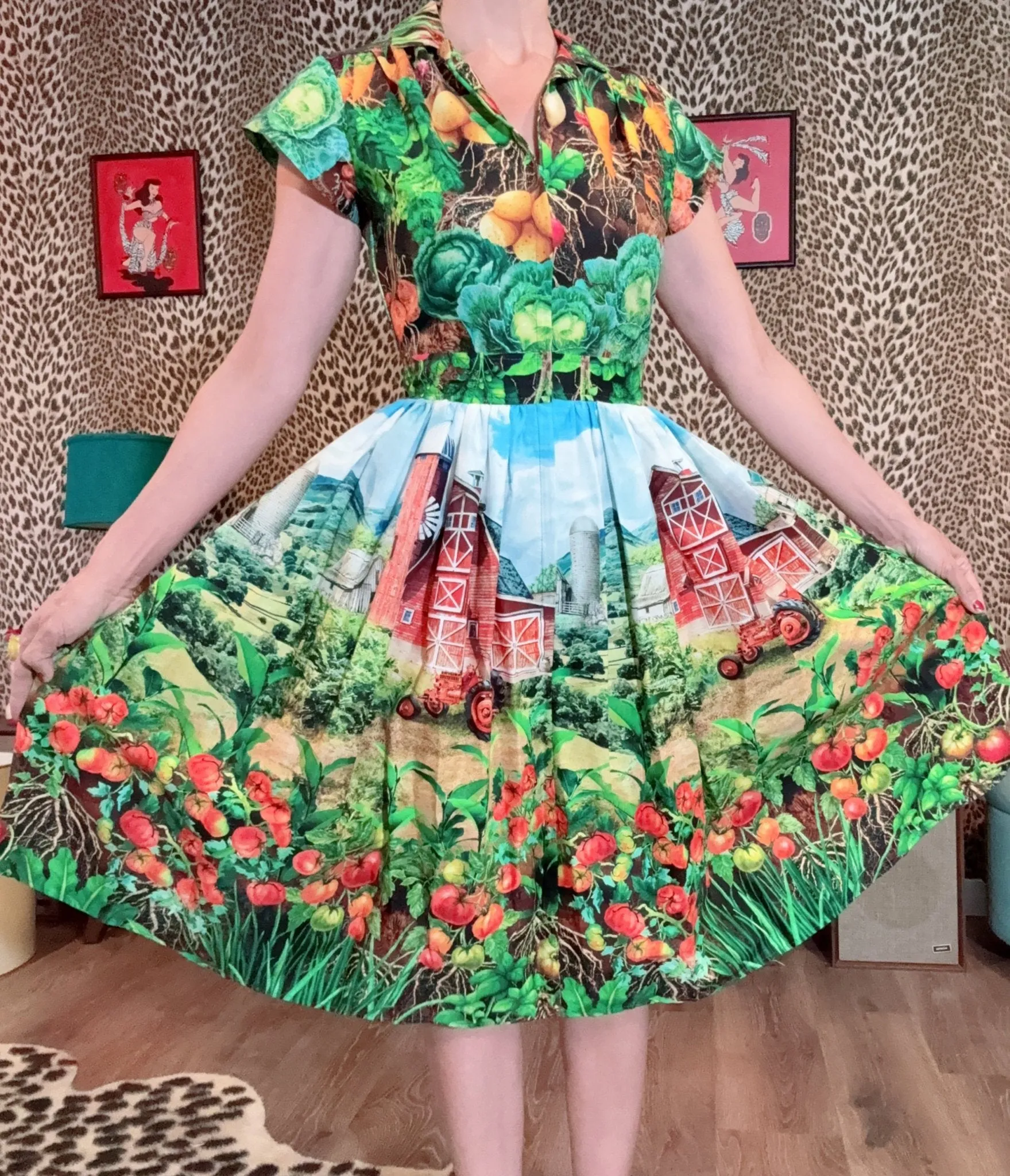 Bernie Dexter Multicolor Farm Harvest Print Swing Dress sold by Unique Vintage product image thumbnail 4