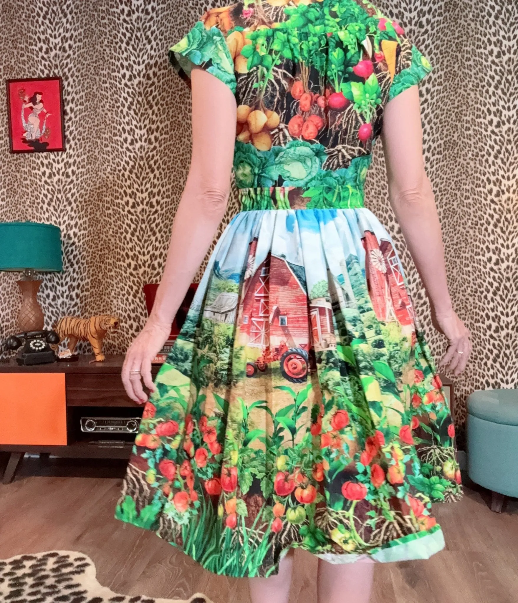 Bernie Dexter Multicolor Farm Harvest Print Swing Dress sold by Unique Vintage product image thumbnail 2