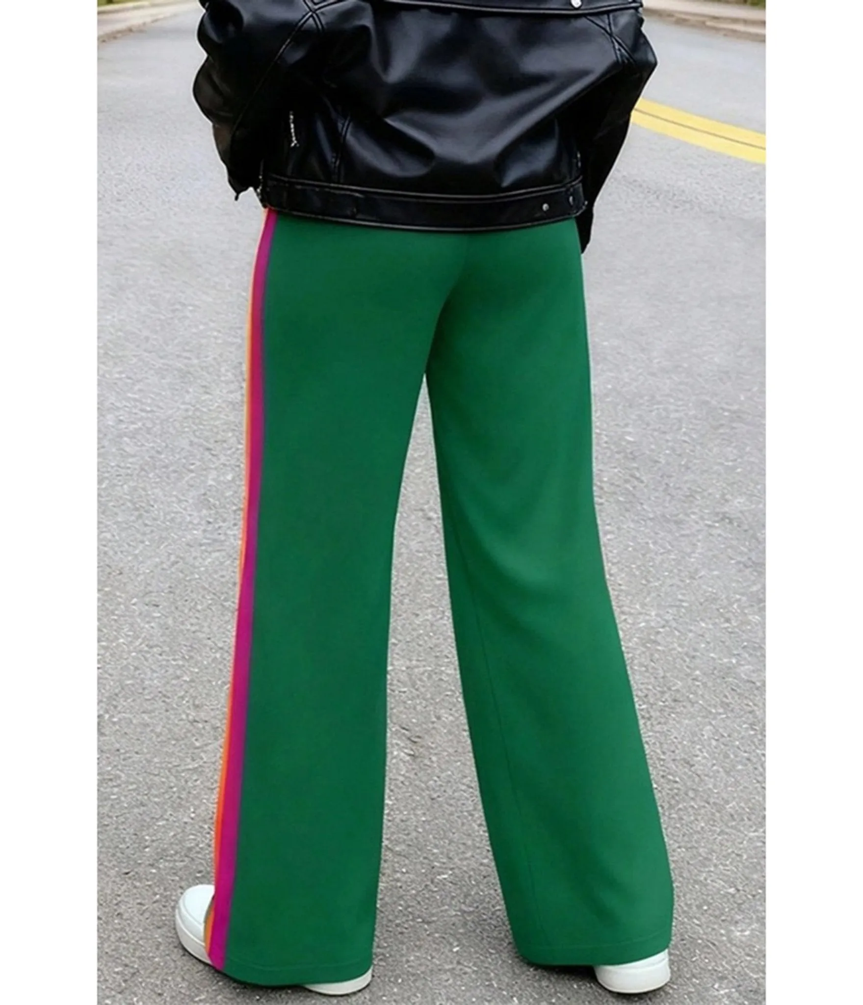 Green Rainbow Stripe Wide-Leg Sweatpants sold by Unique Vintage product image thumbnail 3