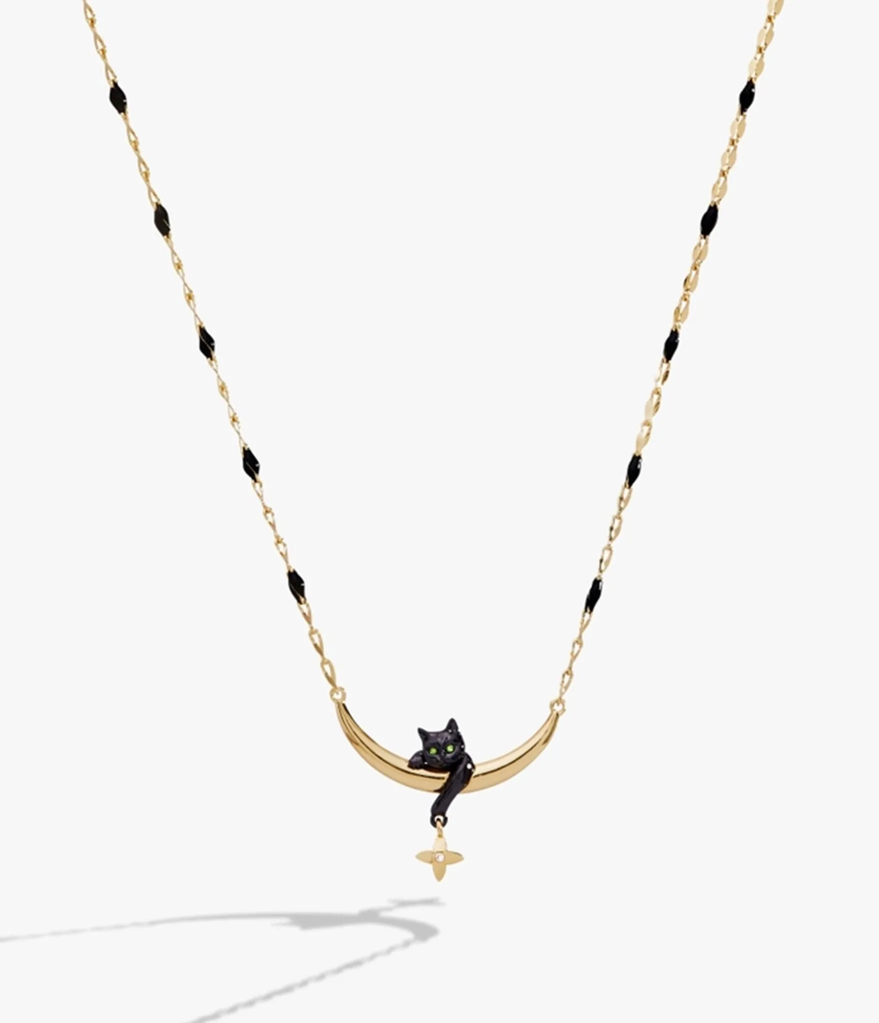 Black Gold Cat & Crescent Moon Charm Pendant Necklace sold by Unique Vintage product image thumbnail 4