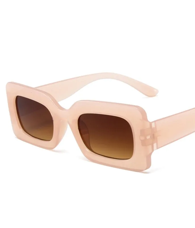 Light Pink Rectangular Frame Sunglasses made by Unique Vintage