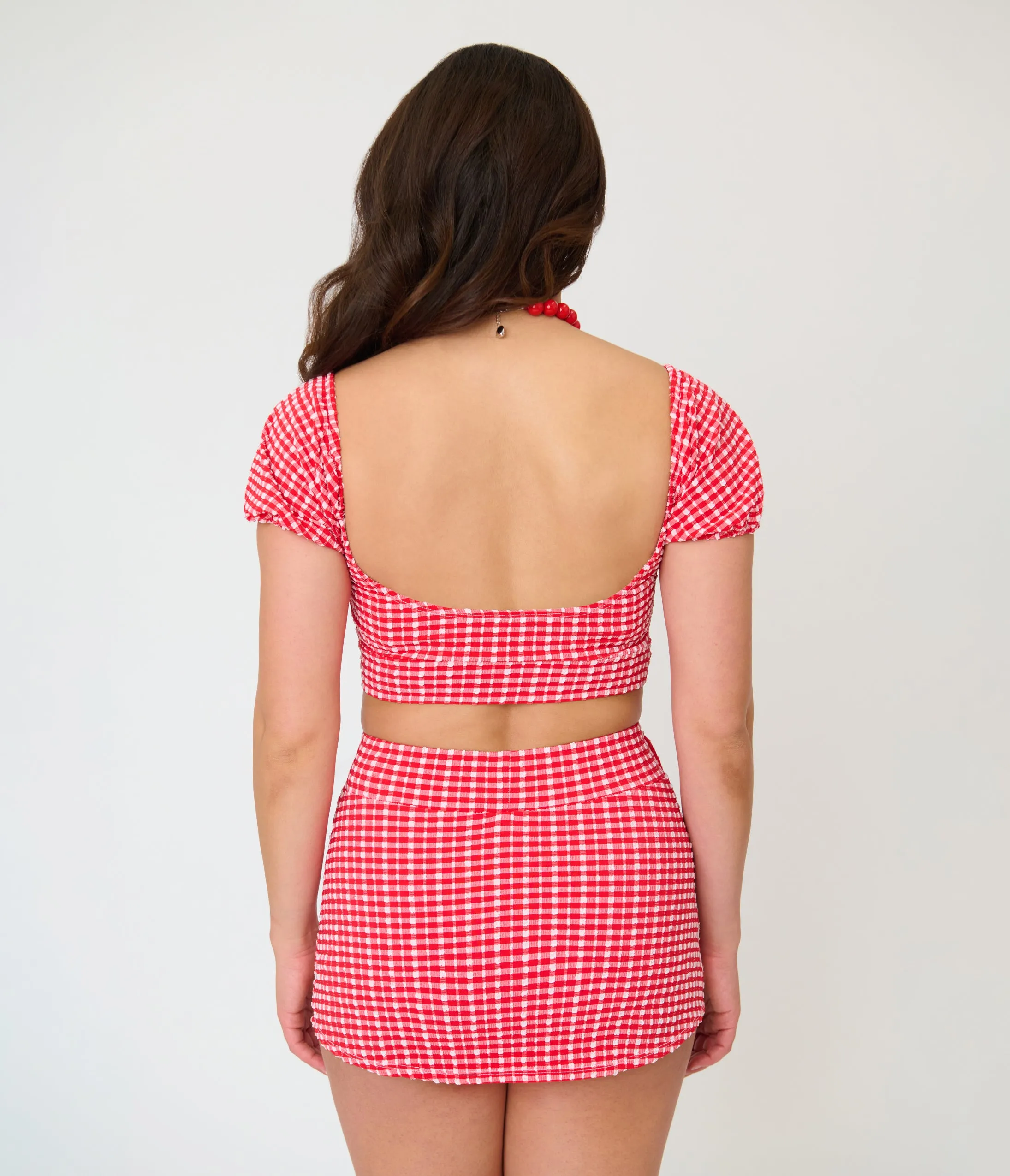 Pinky Pinups Red Gingham Bow Accent Swim Skirt sold by Unique Vintage product image thumbnail 3