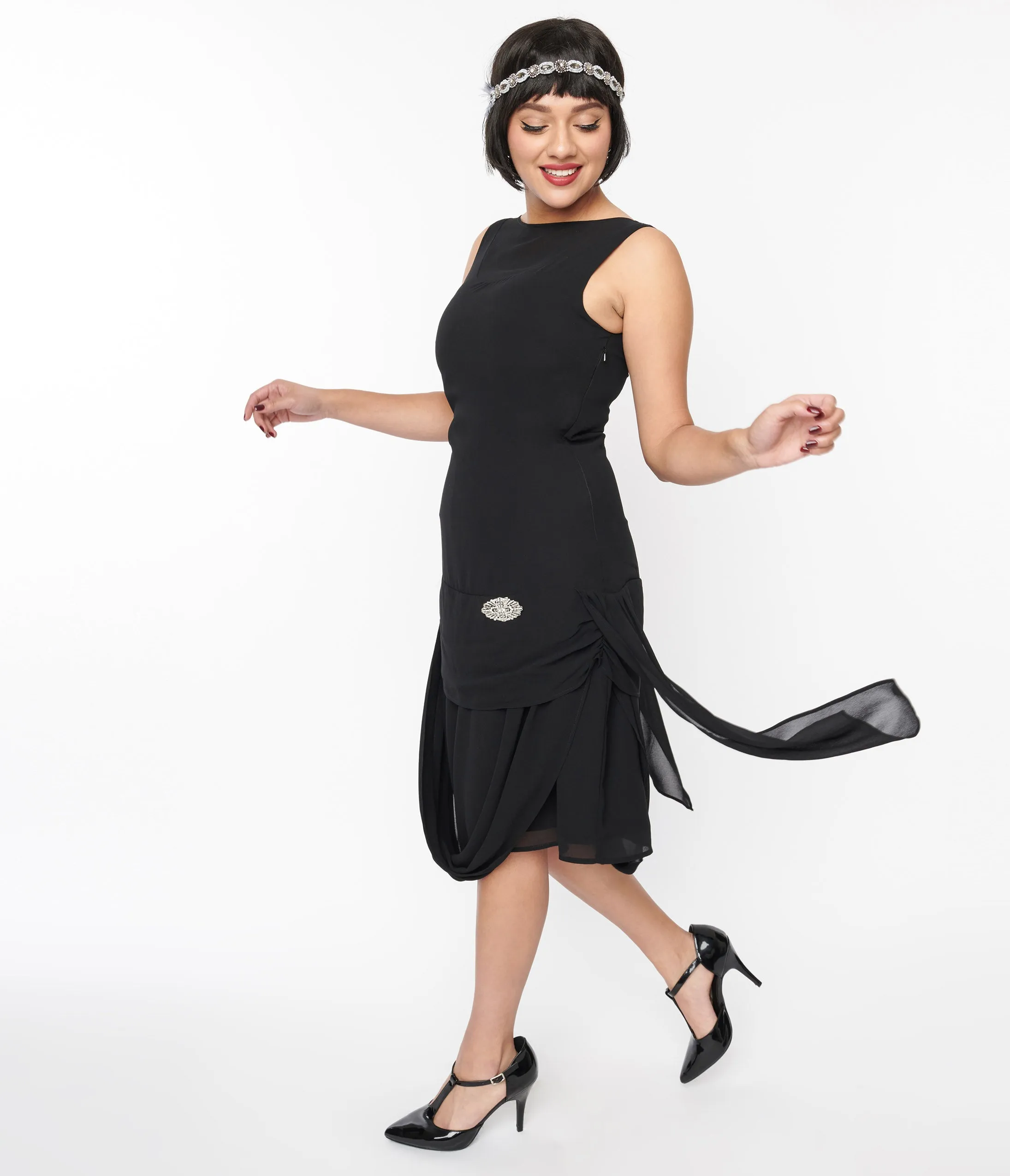 Unique Vintage 1920s Black Draped Flapper Dress sold by Unique Vintage product image thumbnail 2