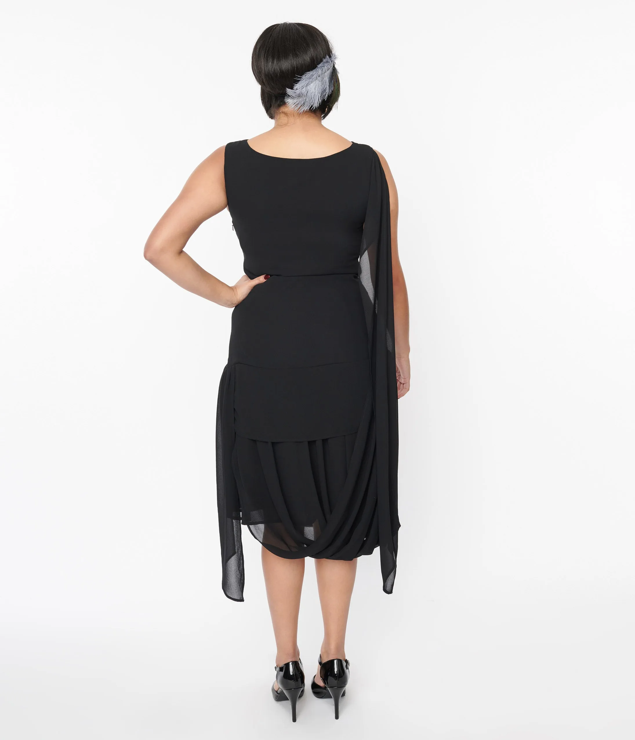 Unique Vintage 1920s Black Draped Flapper Dress sold by Unique Vintage product image thumbnail 3