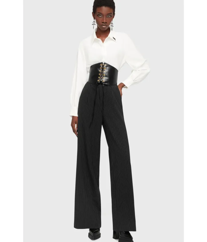 Kill Star Black Pinstripe Oblivienne Trousers made by Killstar