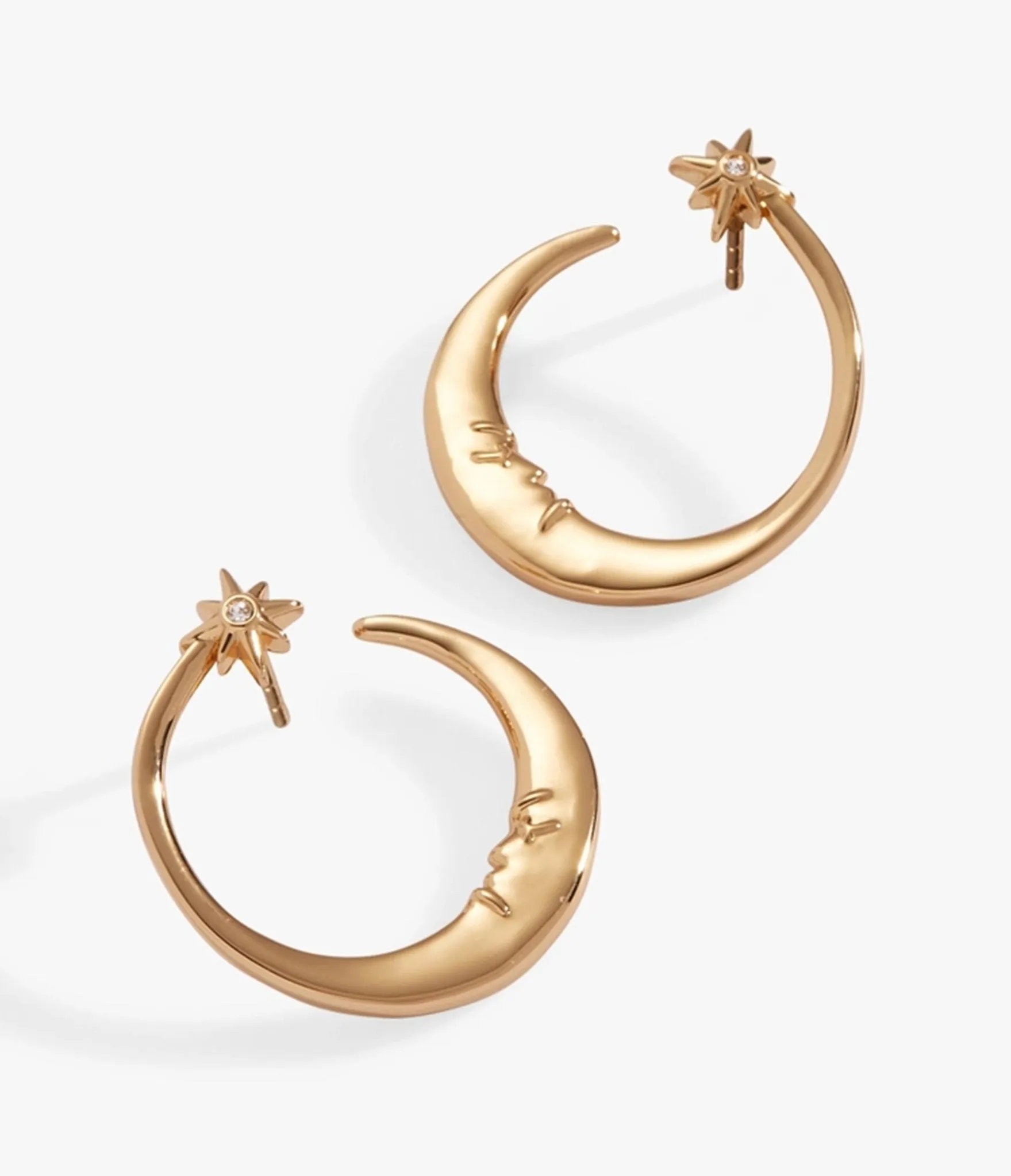 Gold Tone Celestial Moon Stud Earrings sold by Unique Vintage product image thumbnail 2