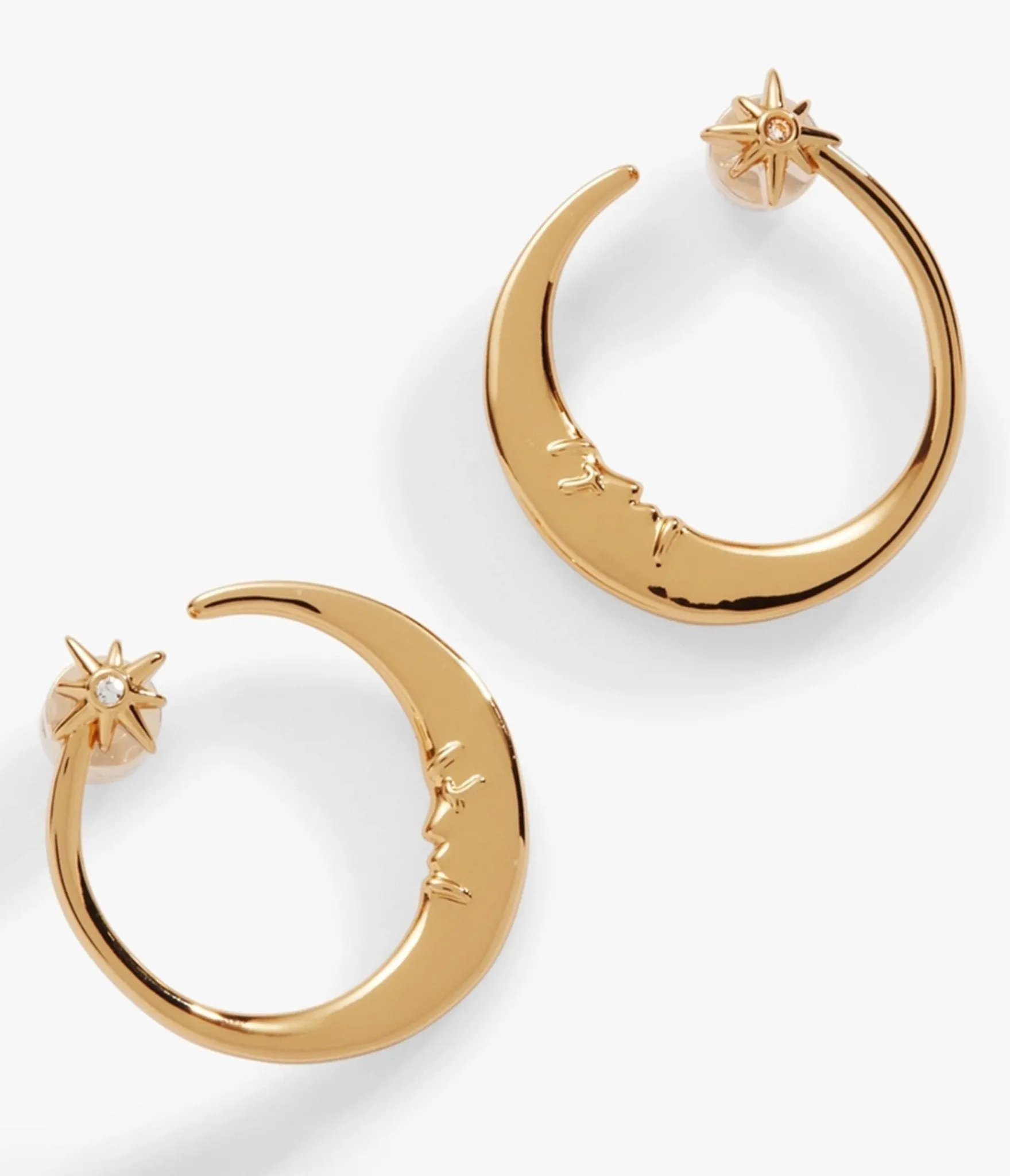 Gold Tone Celestial Moon Stud Earrings sold by Unique Vintage