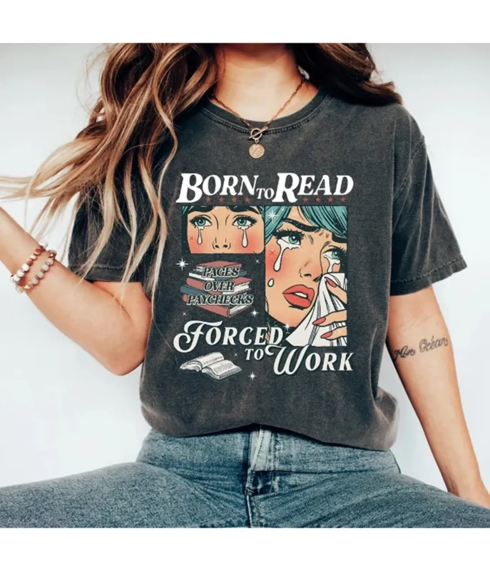 Charcoal Born to Read Comic Graphic Tee made by Unique Vintage