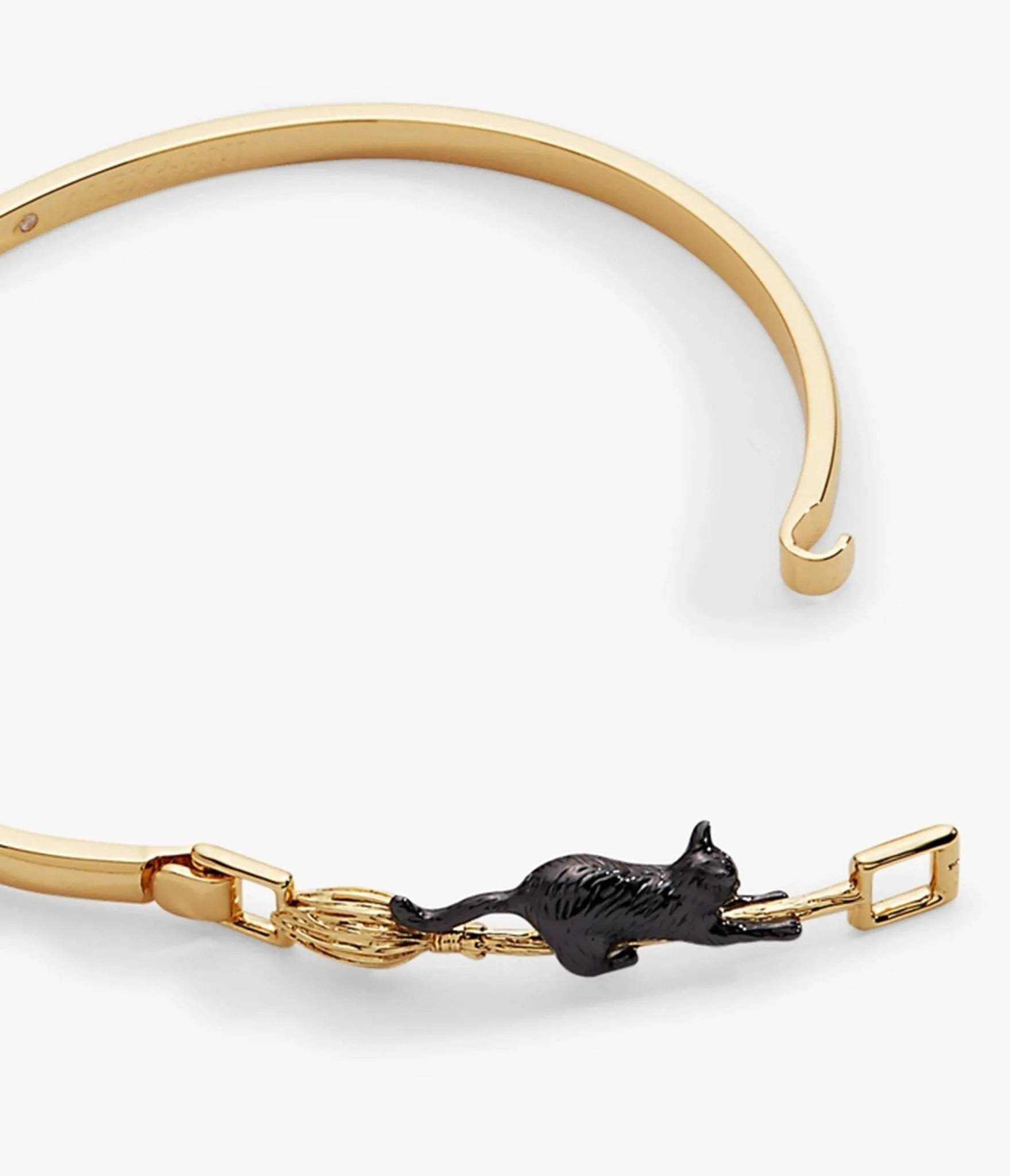 Black Cat & Broom Gold Tone Bangle Bracelet sold by Unique Vintage product image thumbnail 5