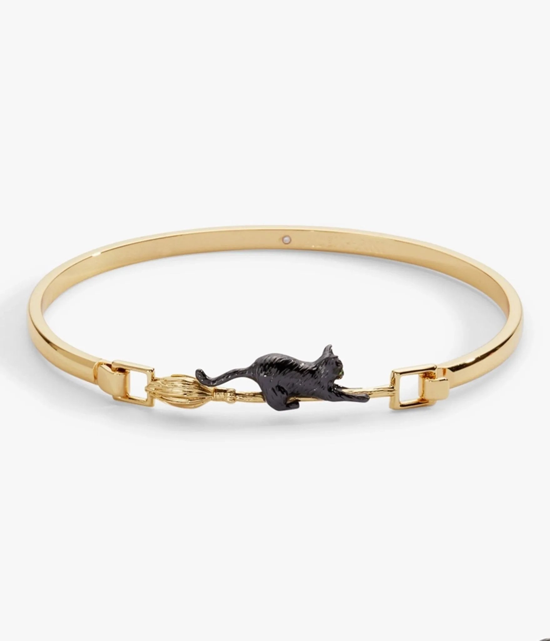 Black Cat & Broom Gold Tone Bangle Bracelet sold by Unique Vintage product image thumbnail 3
