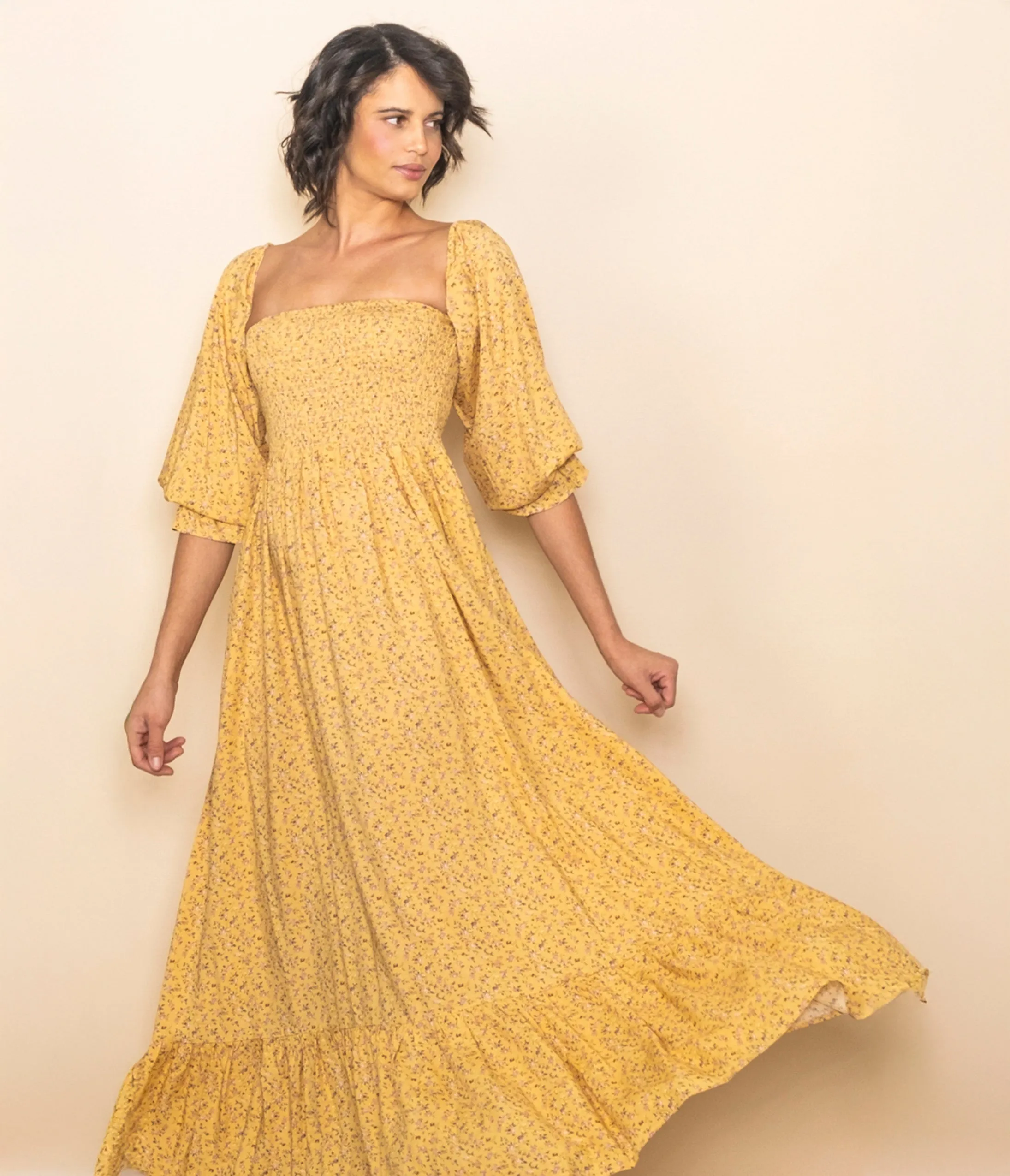 Dandelion Floral Flowy Maxi Dress sold by Unique Vintage product image thumbnail 3