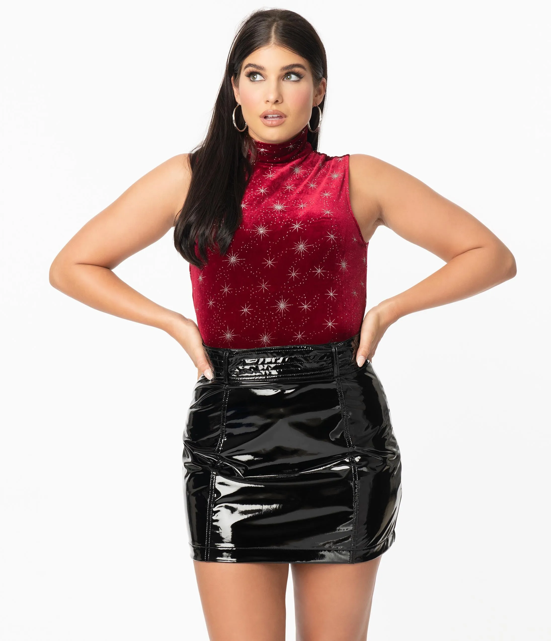 Smak Parlour 1960s Burgundy Velvet & Silver Star Sparkle Corporate Lingo Top sold by Unique Vintage product image thumbnail 5