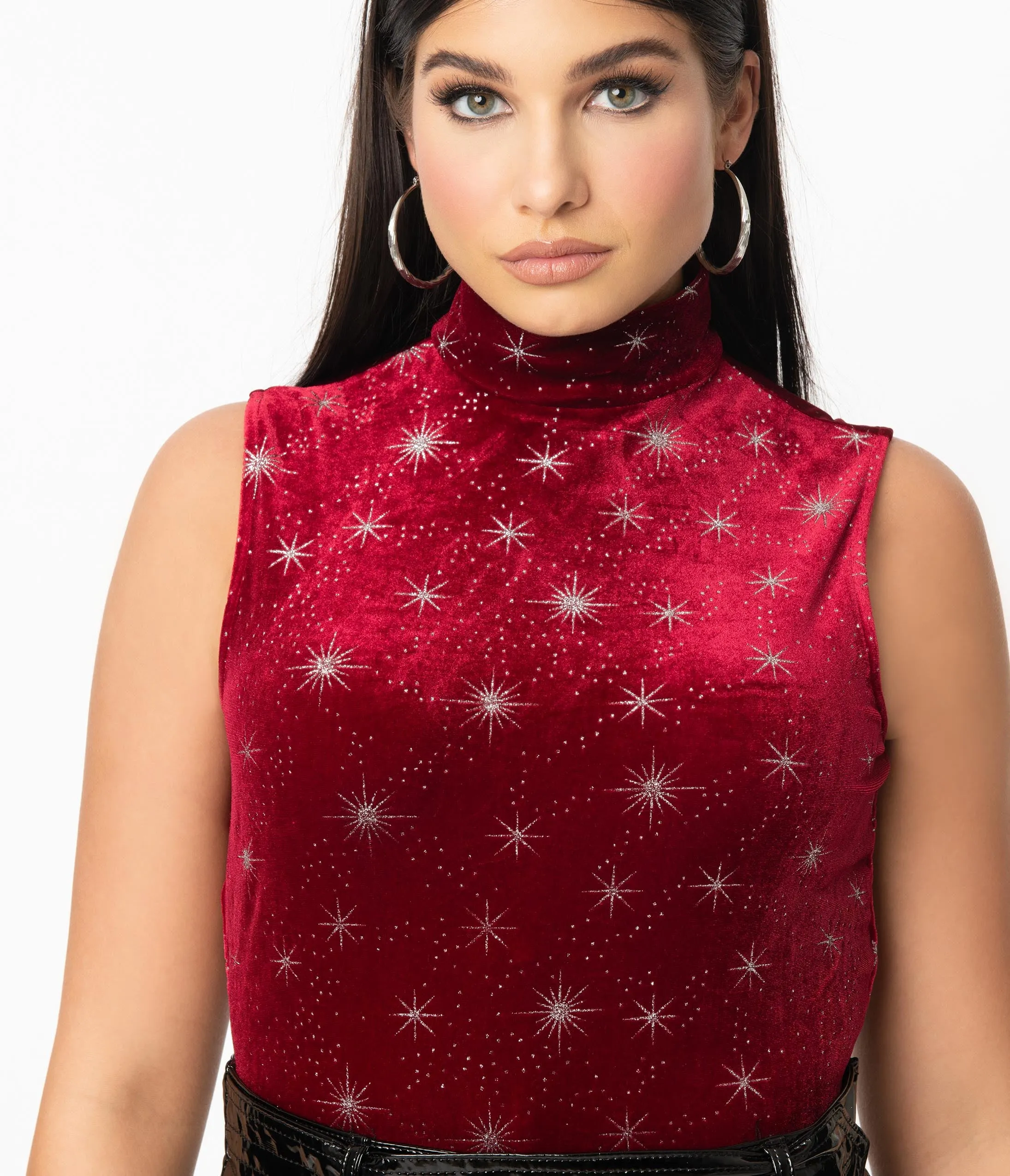Smak Parlour 1960s Burgundy Velvet & Silver Star Sparkle Corporate Lingo Top sold by Unique Vintage product image thumbnail 3