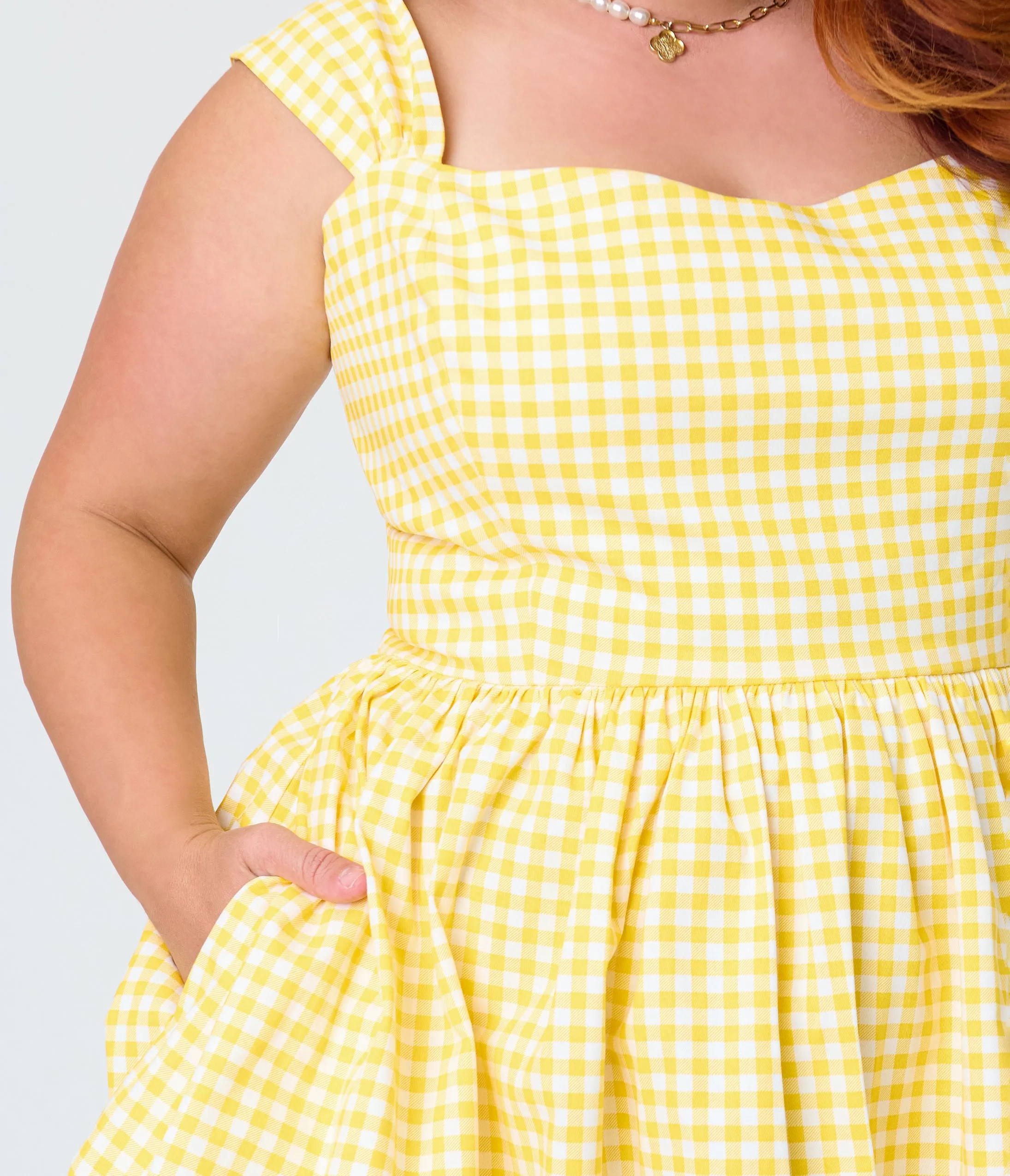 Banned Yellow Plus Size Gingham Swing Dress sold by Unique Vintage product image thumbnail 5