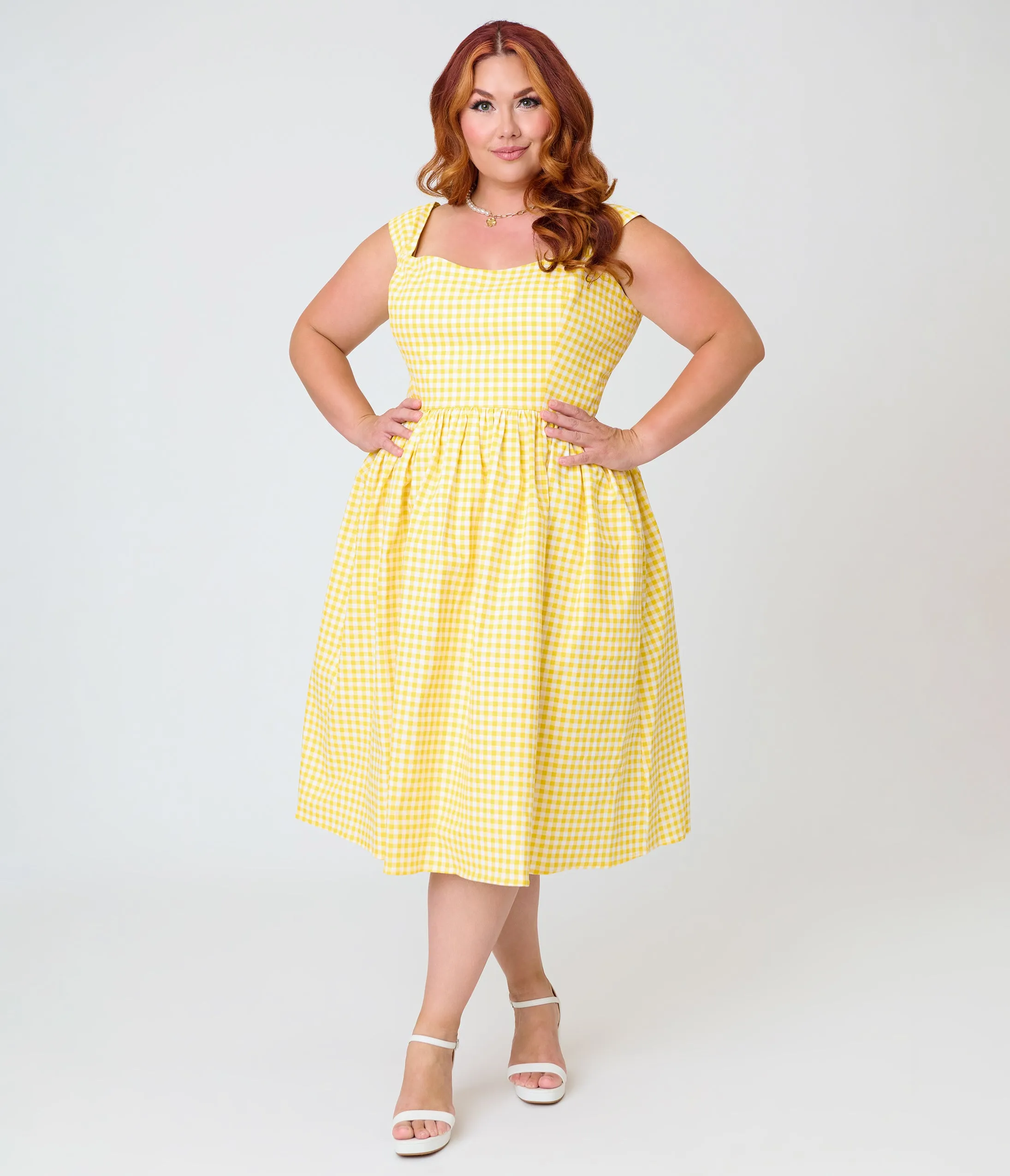 Banned Yellow Plus Size Gingham Swing Dress sold by Unique Vintage product image thumbnail 4