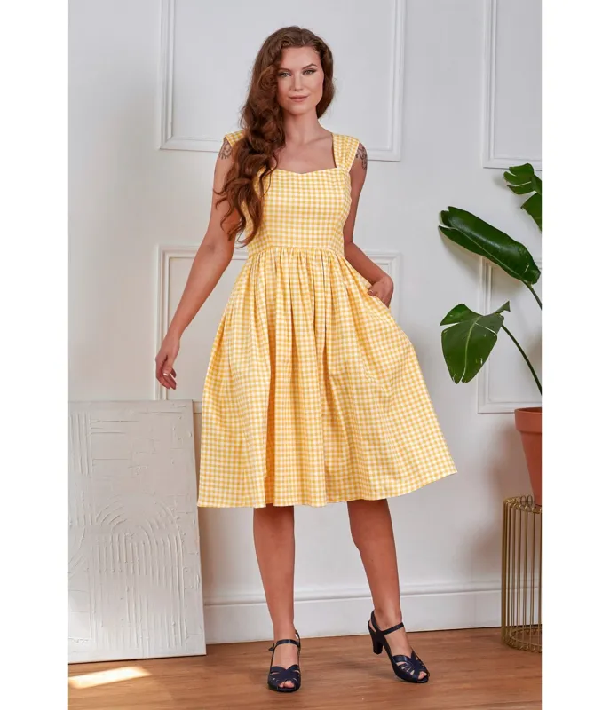 Banned Yellow Gingham Swing Dress made by Unique Vintage