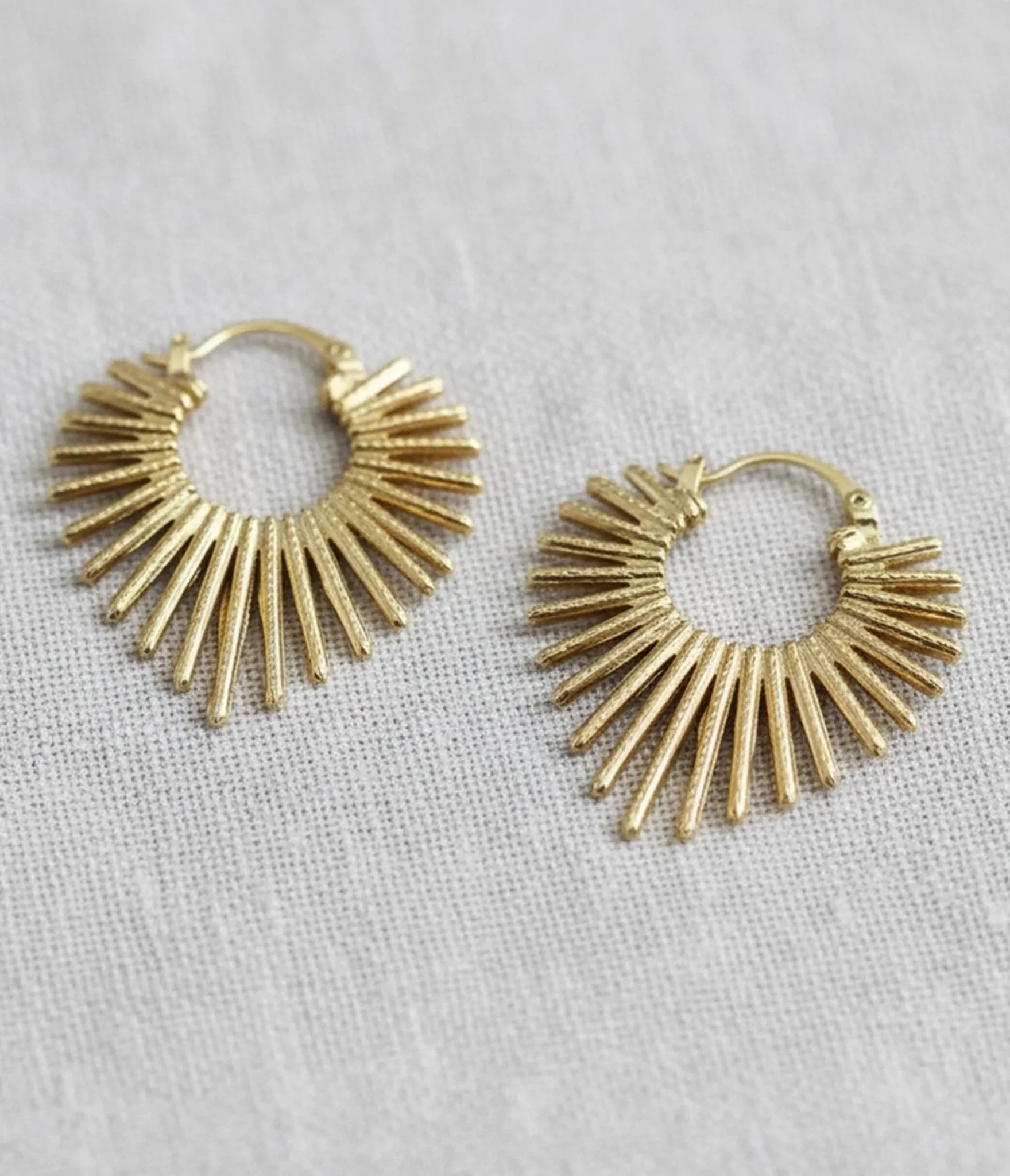 Gold Sunburst Hoop Earrings sold by Unique Vintage