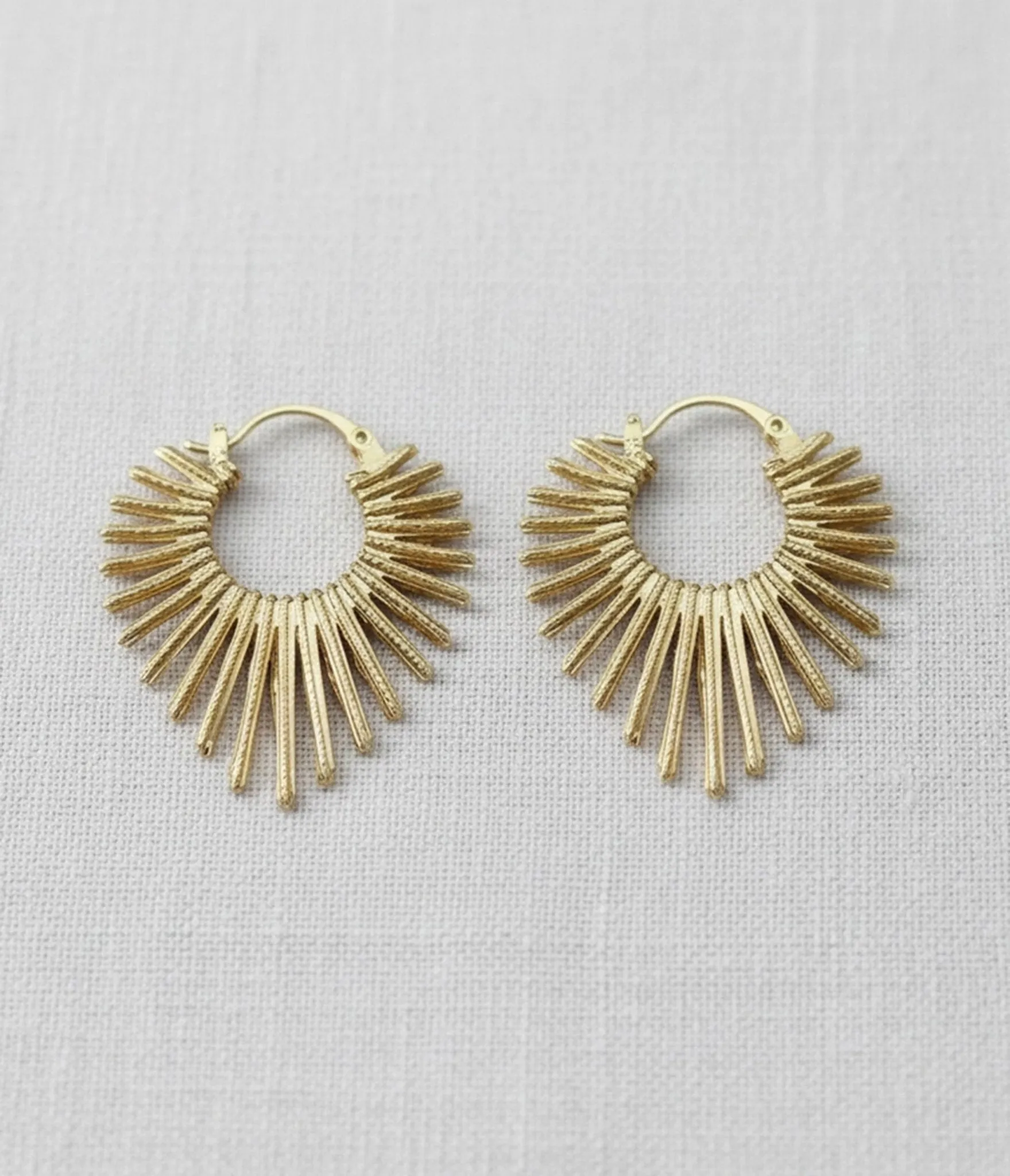 Gold Sunburst Hoop Earrings sold by Unique Vintage product image thumbnail 2