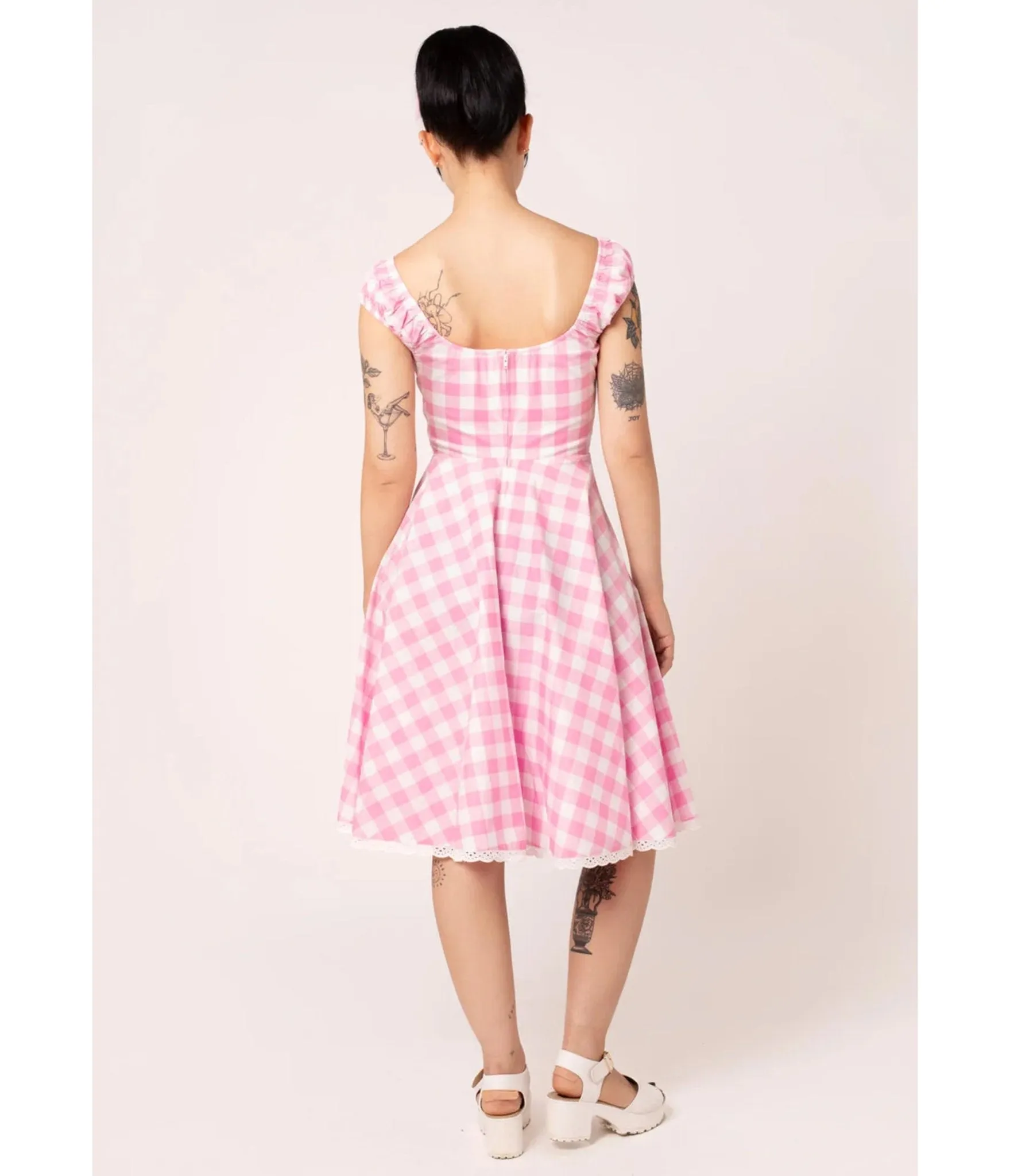 Hell Bunny Pink Gingham Swing Dress sold by Unique Vintage product image thumbnail 2