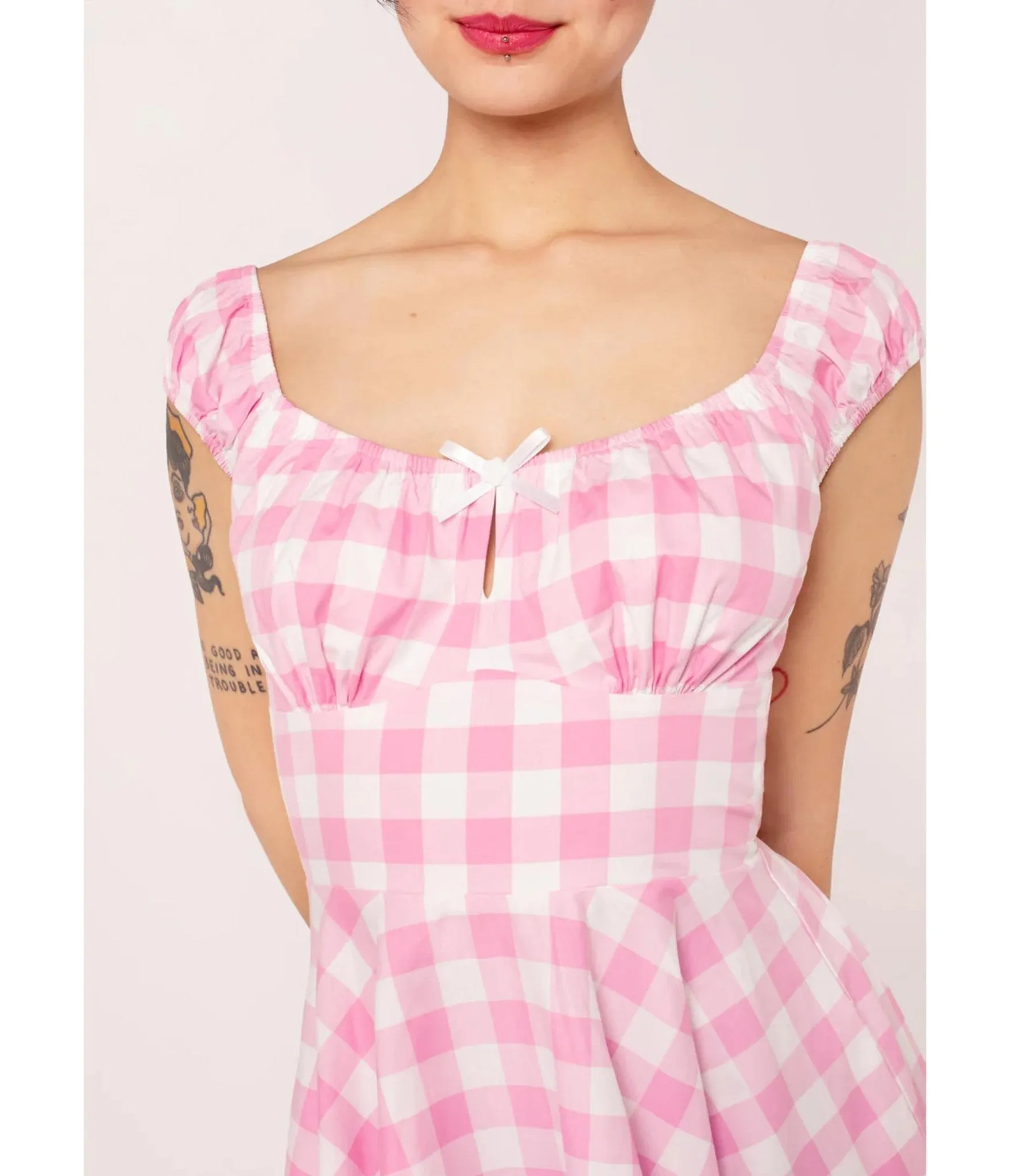 Hell Bunny Pink Gingham Swing Dress sold by Unique Vintage product image thumbnail 3