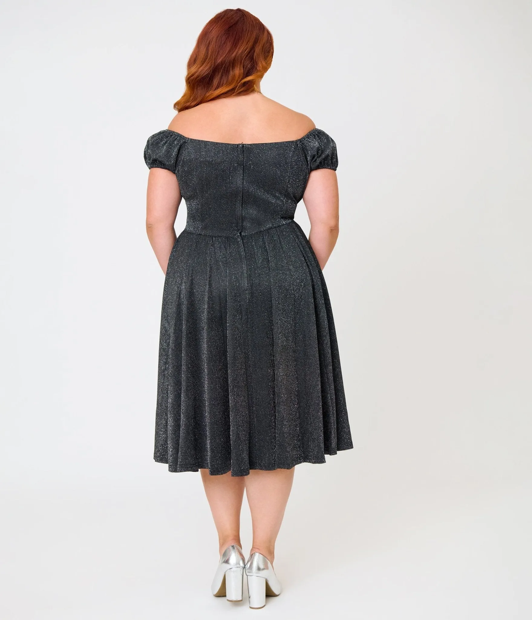 Banned Plus Size Black Glitter Swing Dress sold by Unique Vintage product image thumbnail 2