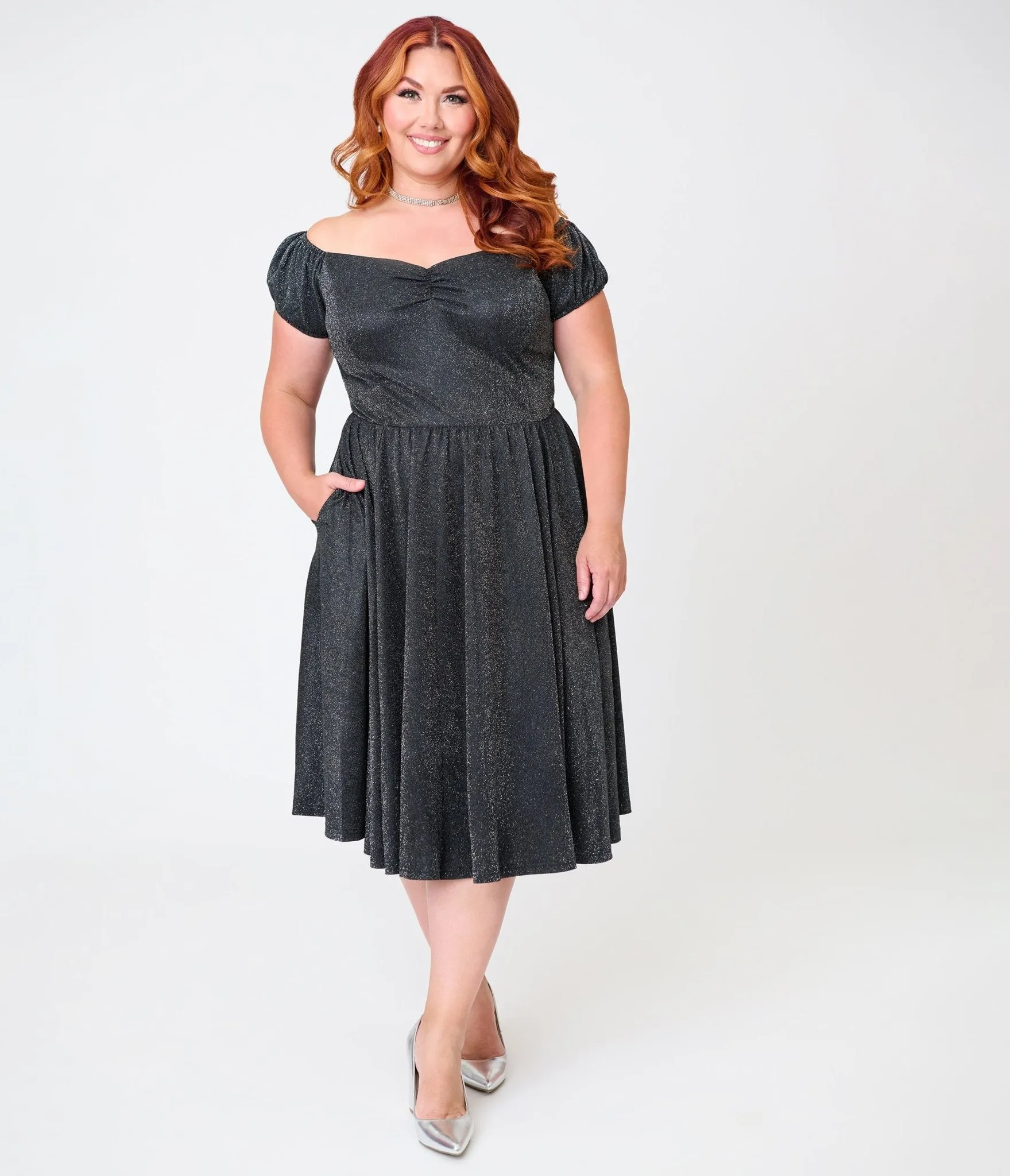 Banned Plus Size Black Glitter Swing Dress sold by Unique Vintage product image thumbnail 3