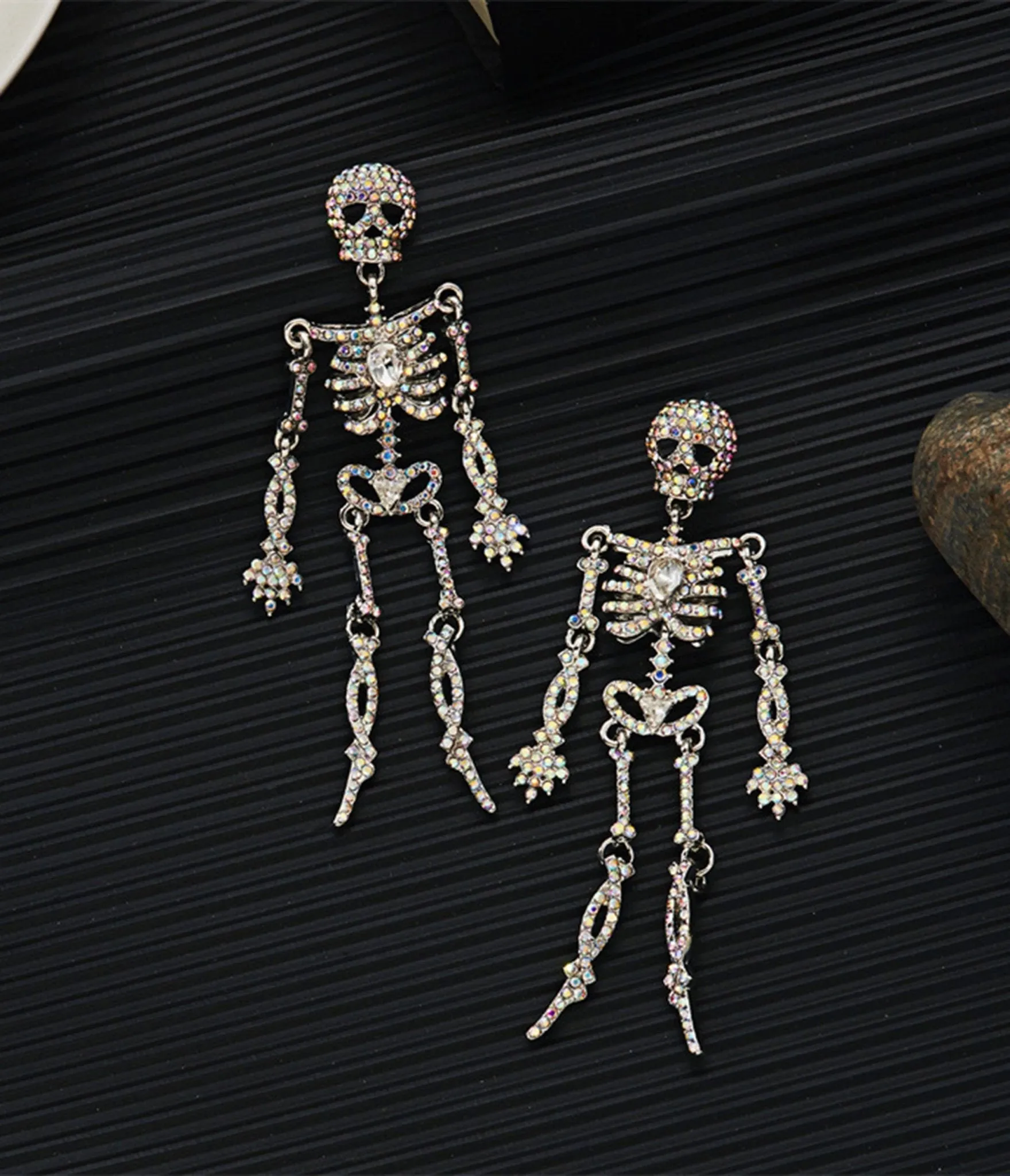 Rhinestone Skeleton Dangle Earrings sold by Unique Vintage product image thumbnail 3