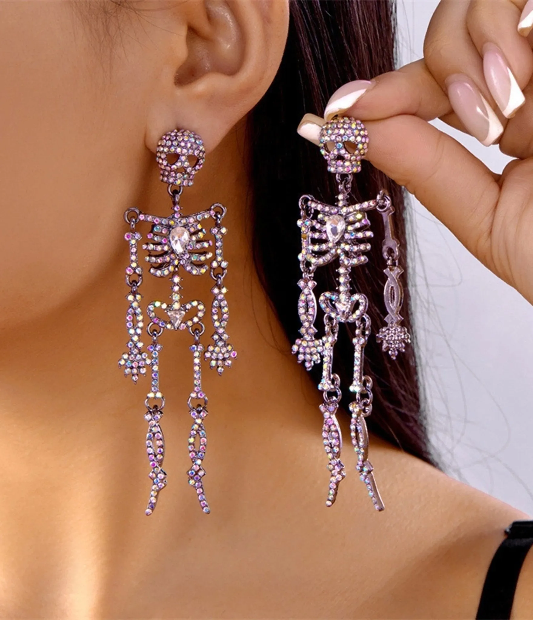 Rhinestone Skeleton Dangle Earrings sold by Unique Vintage product image thumbnail 2