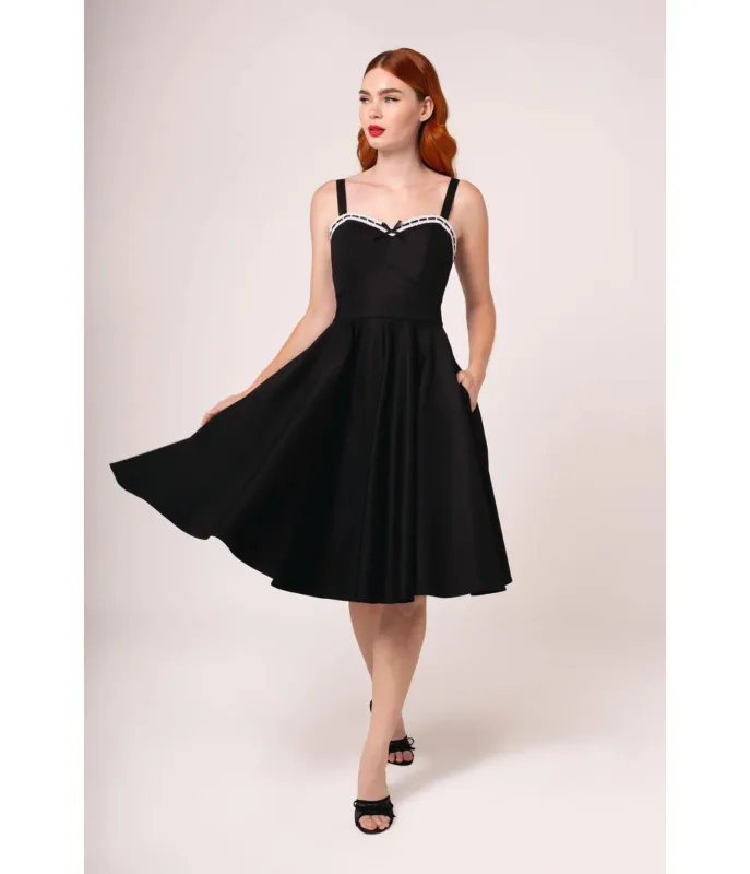 Hell Bunny Black Contrast Trim Swing Dress made by Unique Vintage