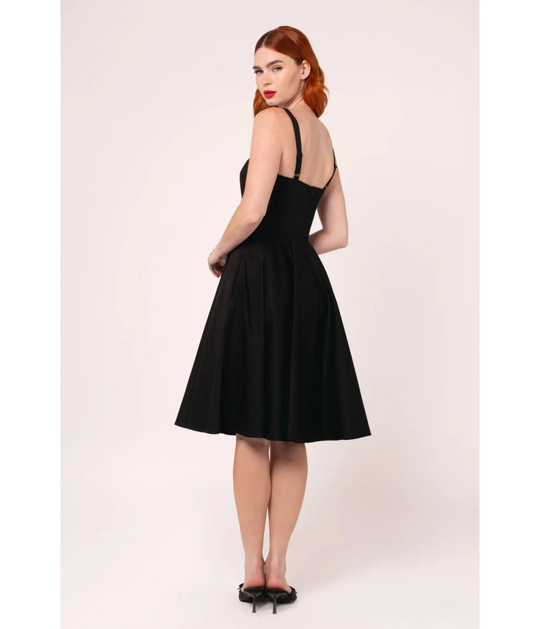 Hell Bunny Black Contrast Trim Swing Dress sold by Unique Vintage product image thumbnail 2